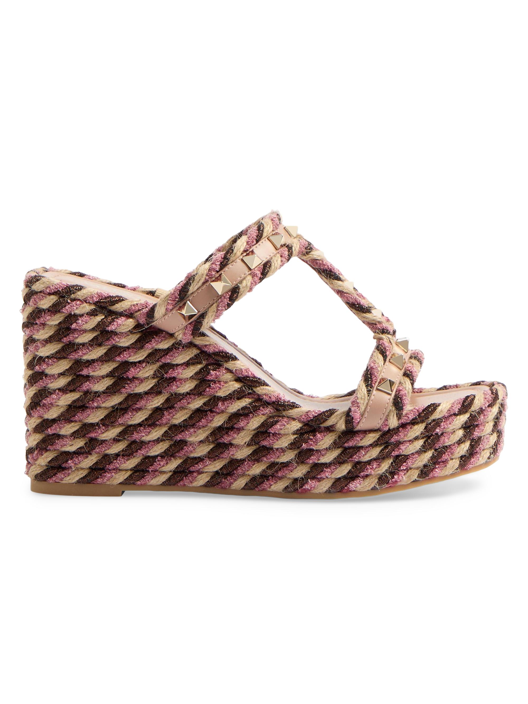 Valentino Garavani Women's Rockstud Wedges in Calfskin 90MM - Rose Cannelle