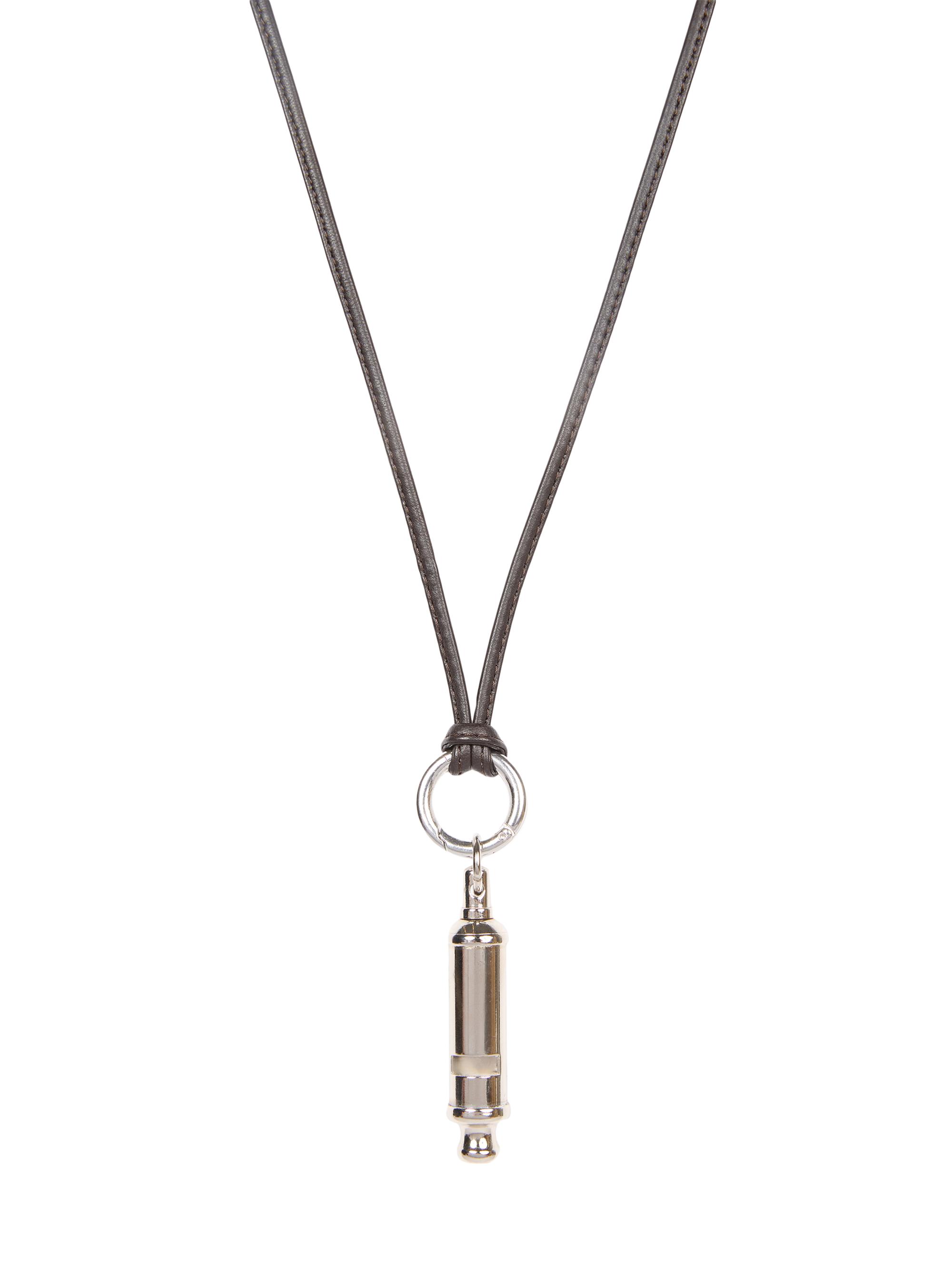 Lemaire Men's Acme Whistle Leather & Brass Necklace - Silver
