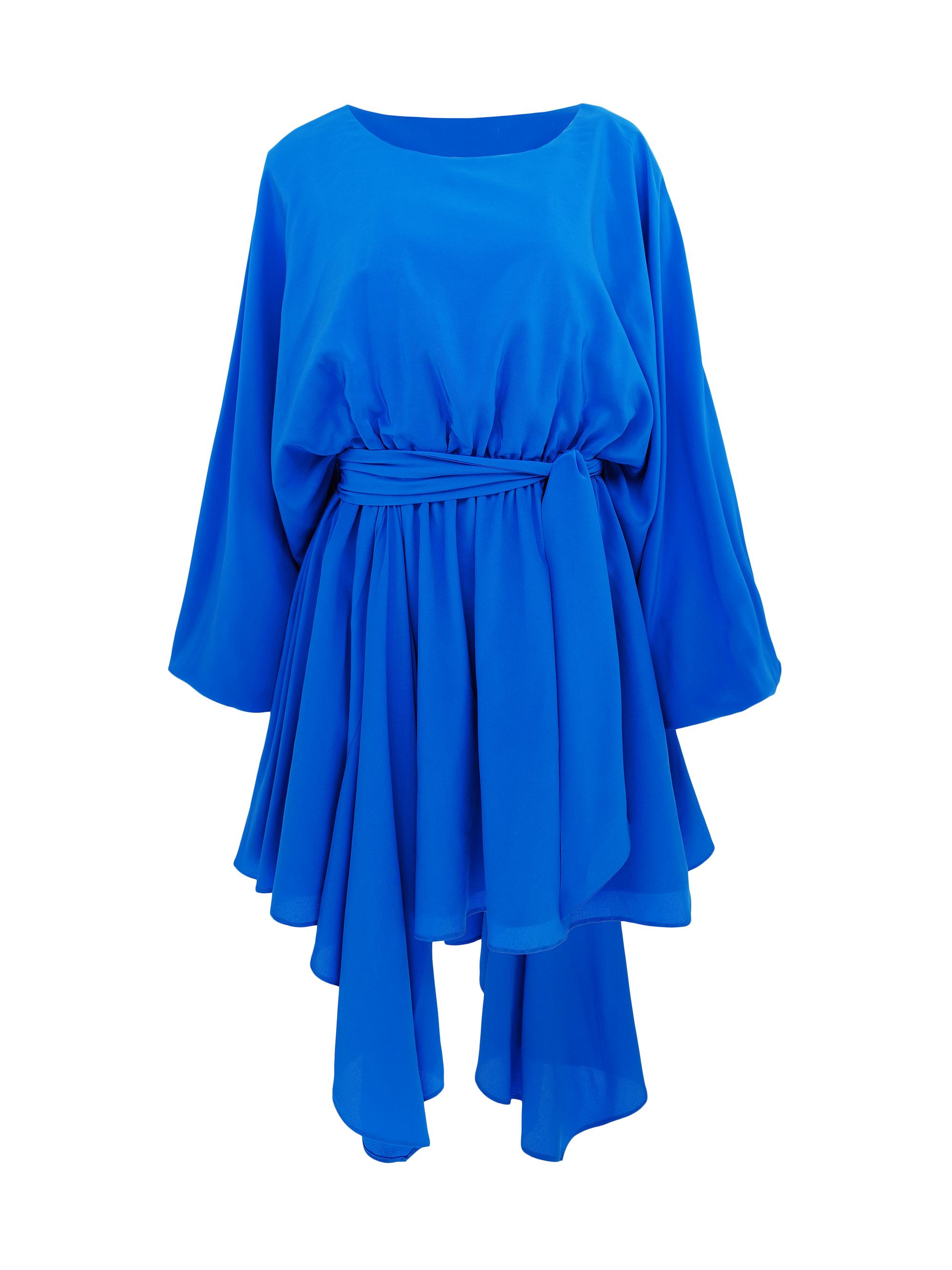 Azeeza Women's Naila Silk Tie-Waist Long-Sleeve Minidress - Azure