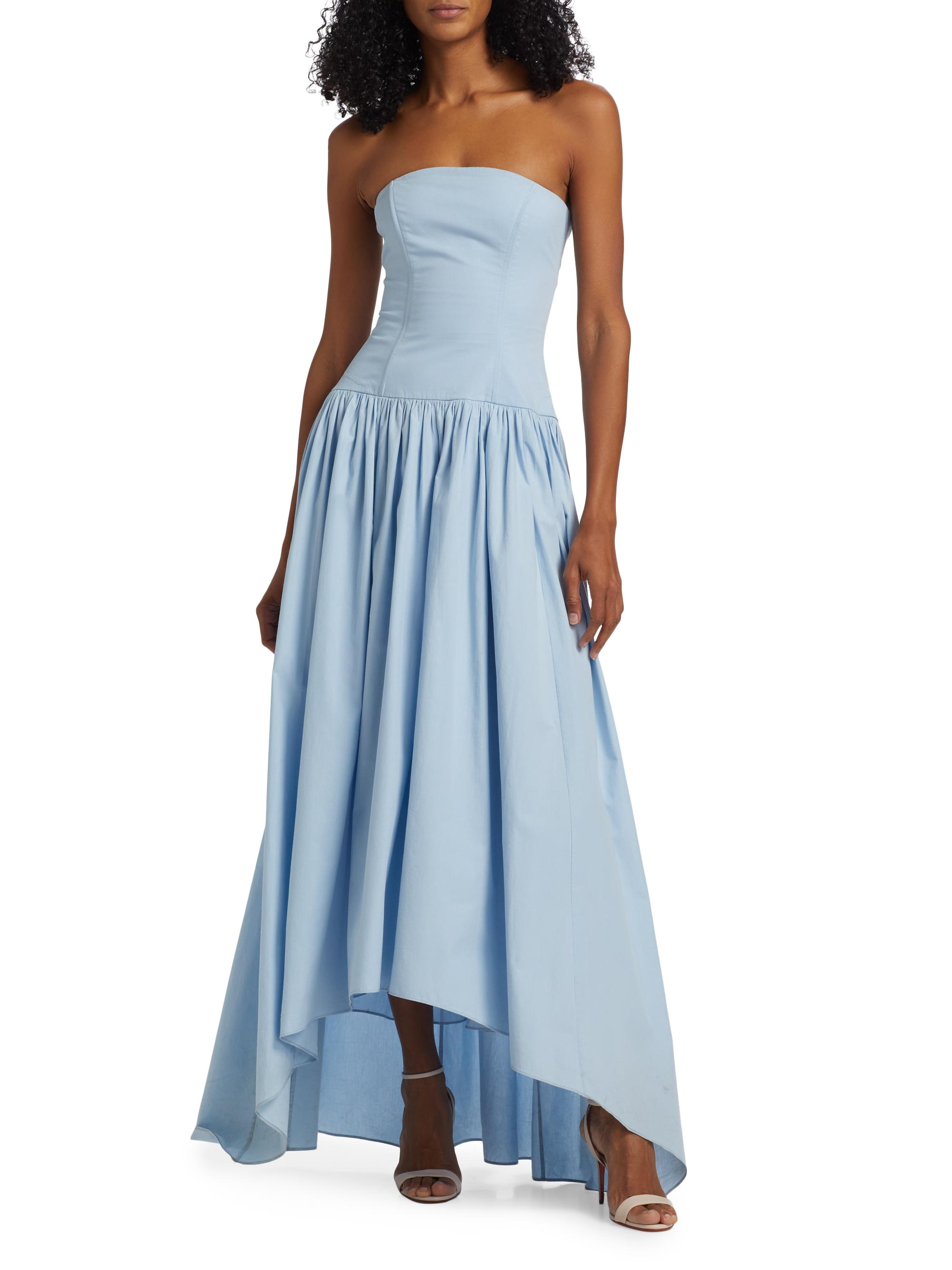 Azeeza Nayara Poplin Strapless High-Low Dress | Saks Fifth Avenue