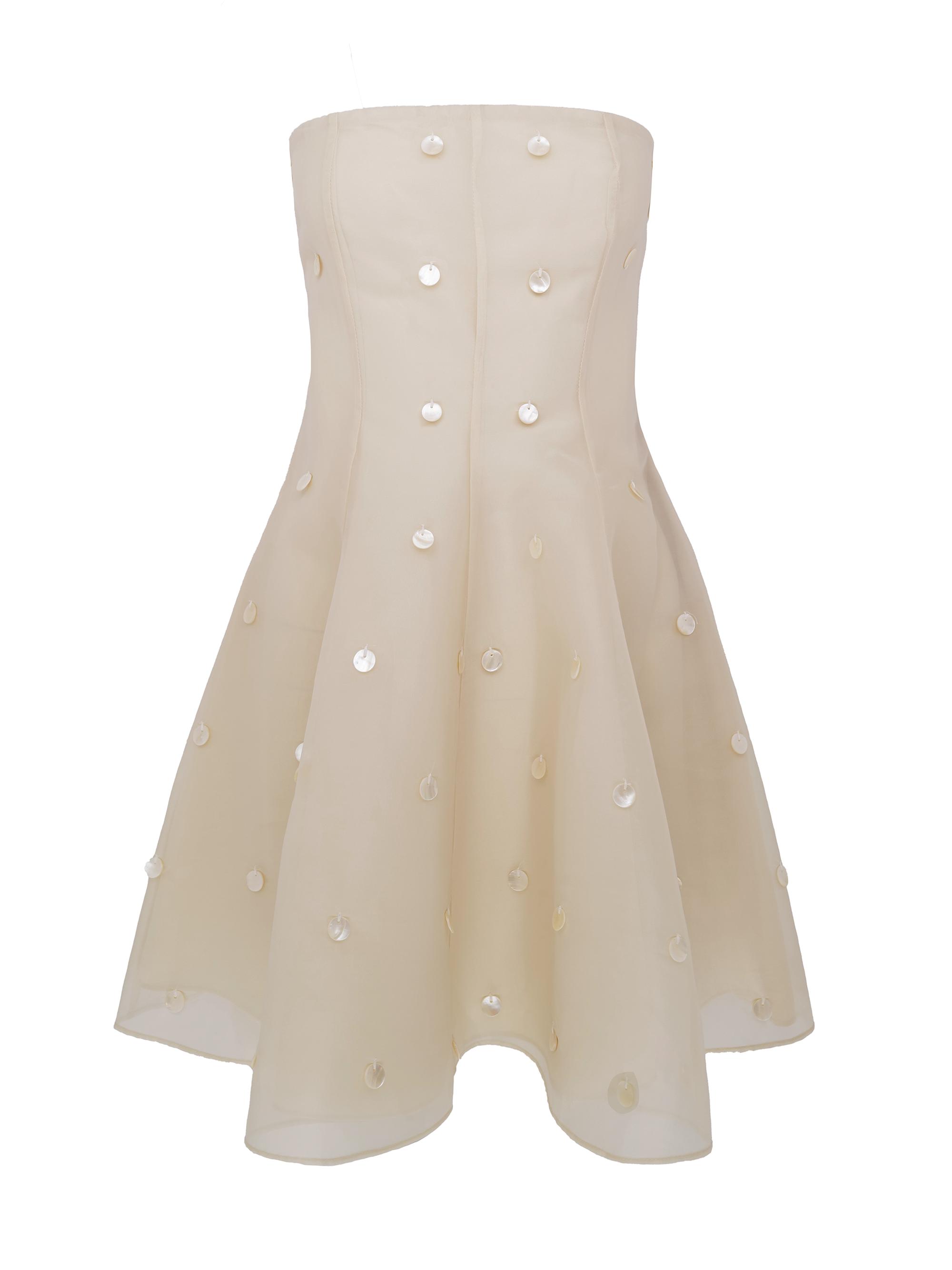 Azeeza Women's Sable Organza Fit & Flare Minidress - Pearl