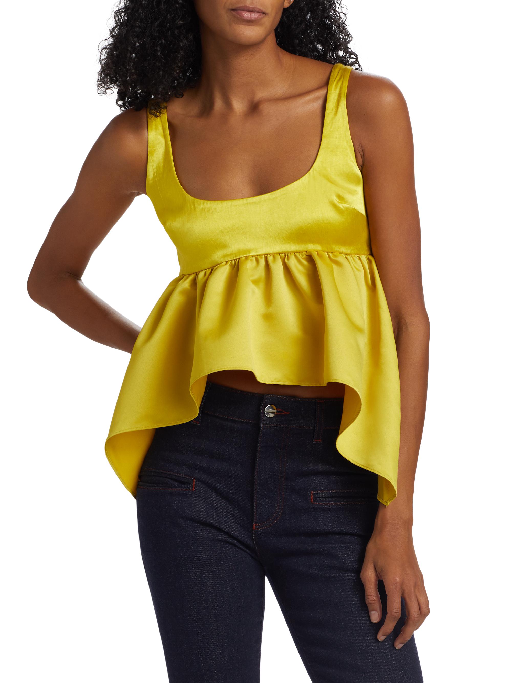 Azeeza Esme Satin Sleeveless Peplum Top | Saks Fifth Avenue