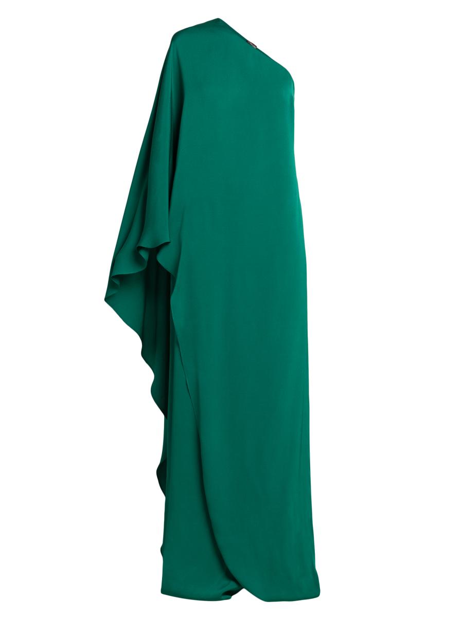 open lace back dress Dark Green Organic II One Shoulder Kaftan Dress  Cedric Brown Collection