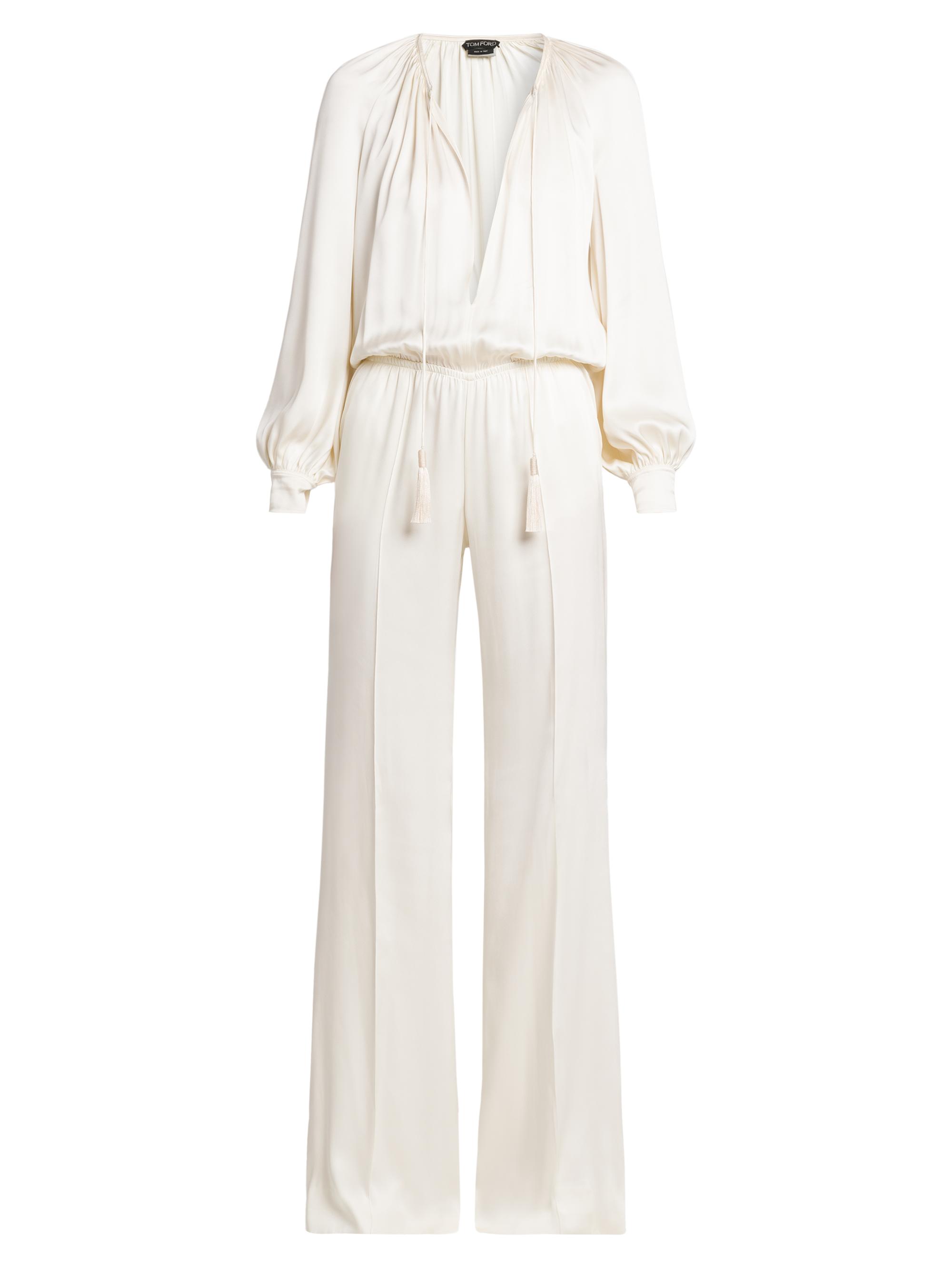 TOM FORD Women's Fluid Double-Knit Silk Jumpsuit - Grunge White