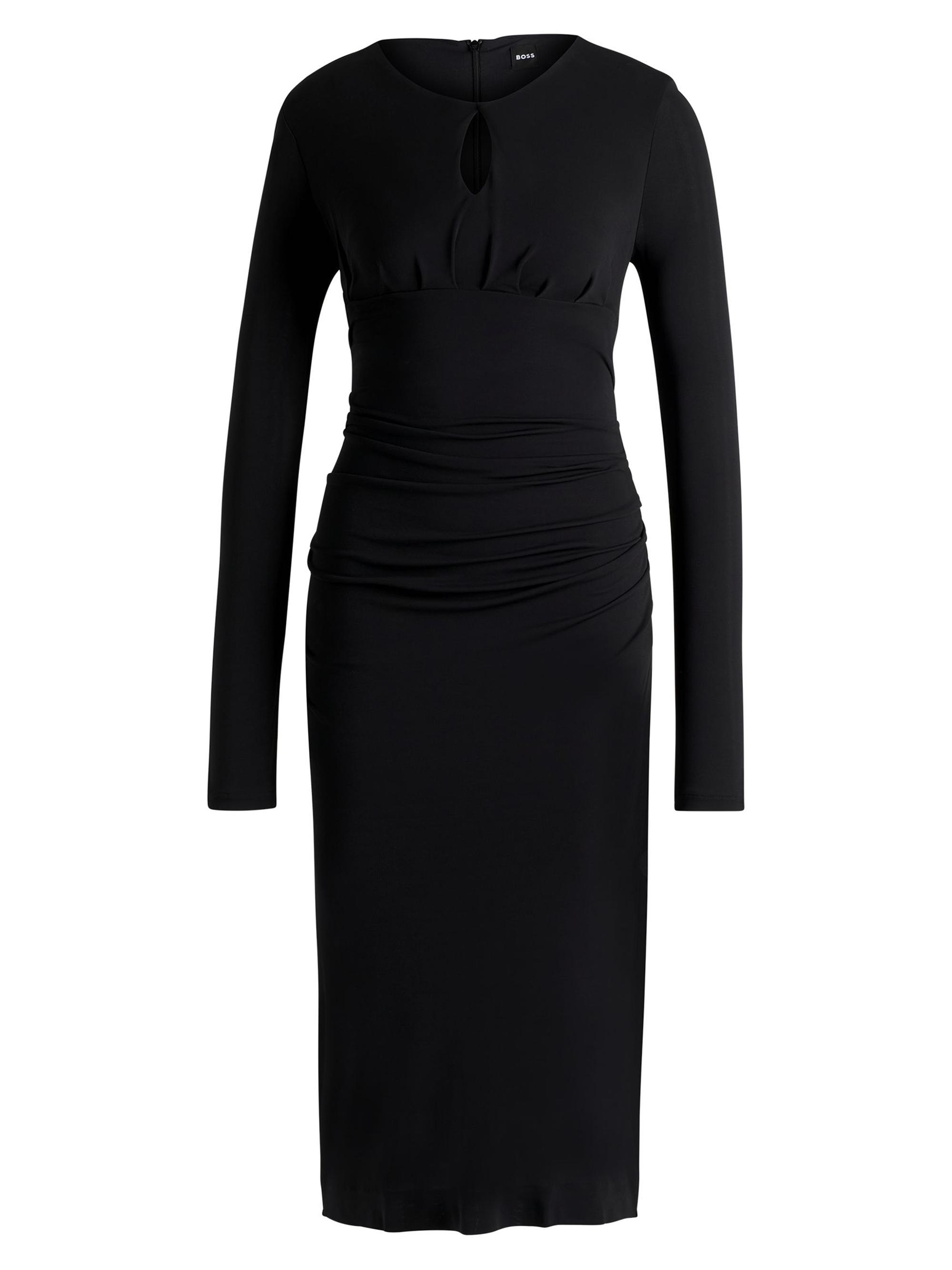 BOSS Women's Matte-Jersey Dress with Keyhole Neckline - Black