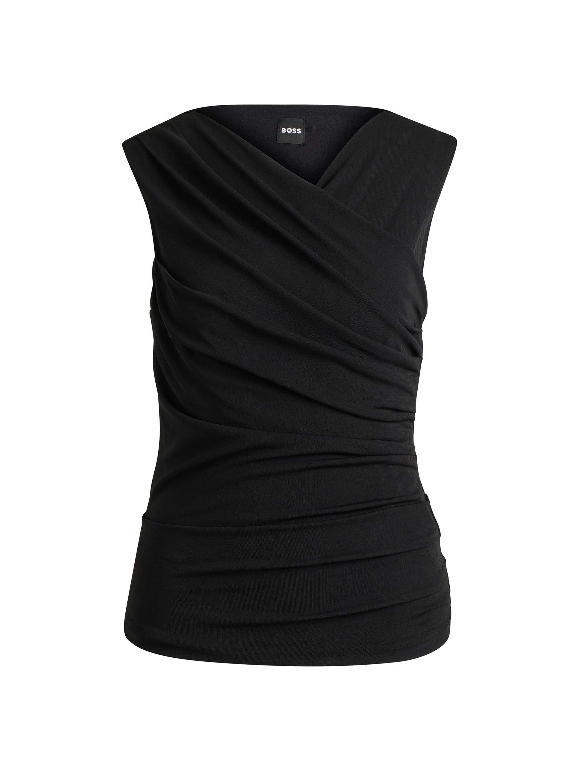 BOSS Women's Sleeveless Top with Wrap Front - Black