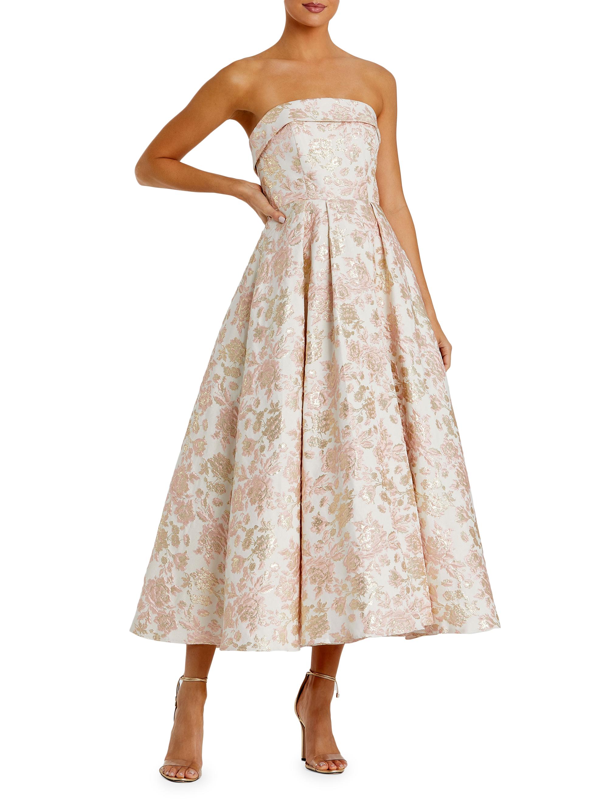 Mac Duggal Women's Floral Brocade A-Line Strapless Cocktail Dress - Blush Multi