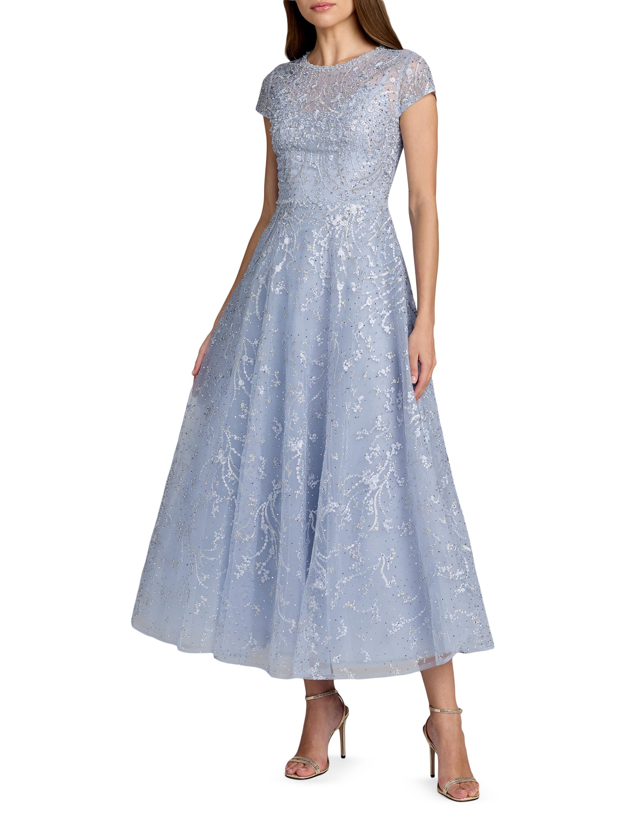 Mac Duggal Women's Embellished Jewel Neck A-Line Cocktail Dress - Powder Blue