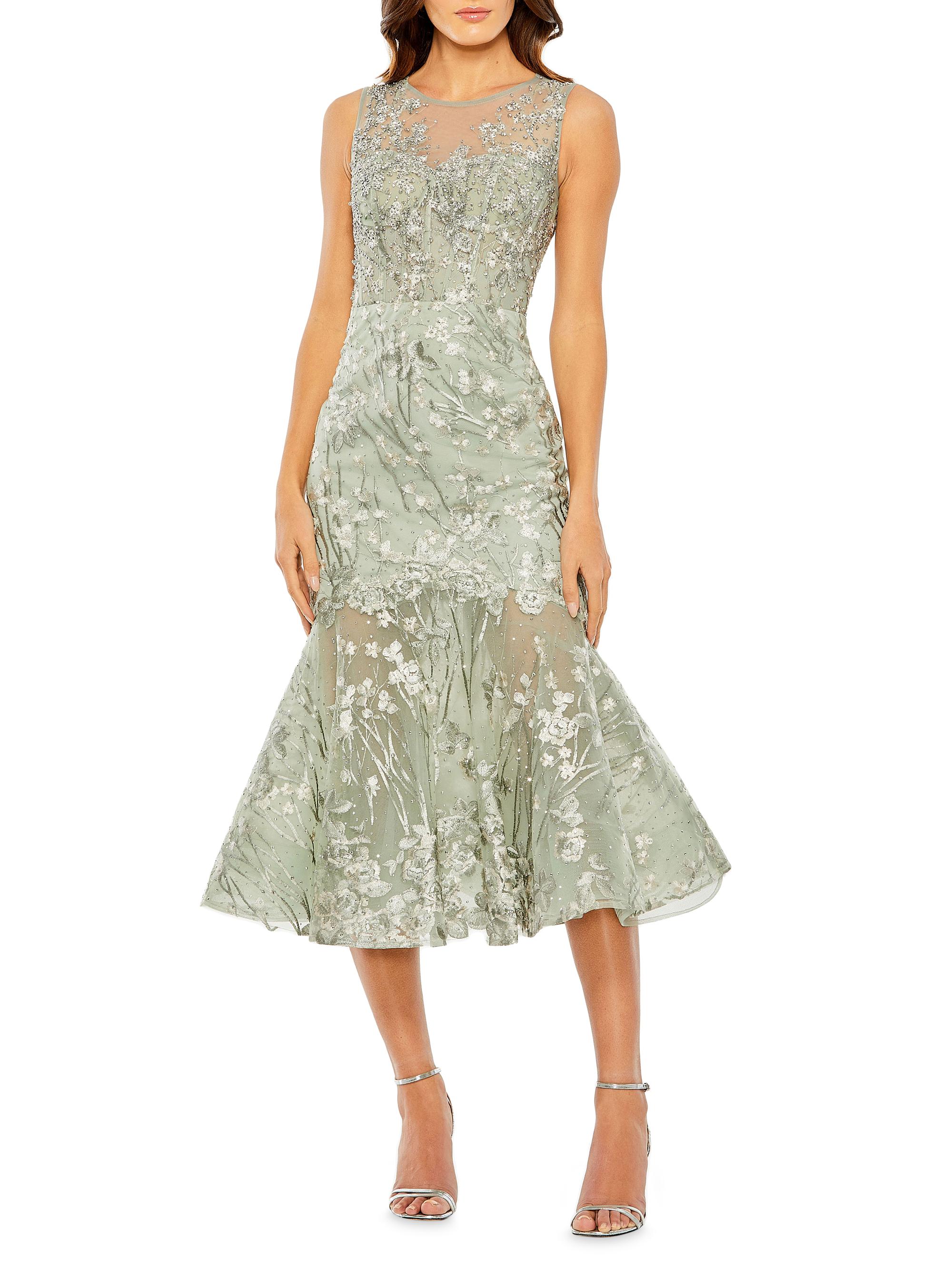 Mac Duggal Women's Embellished Floral-Embroidered Mermaid Cocktail Dress - Sage Multi