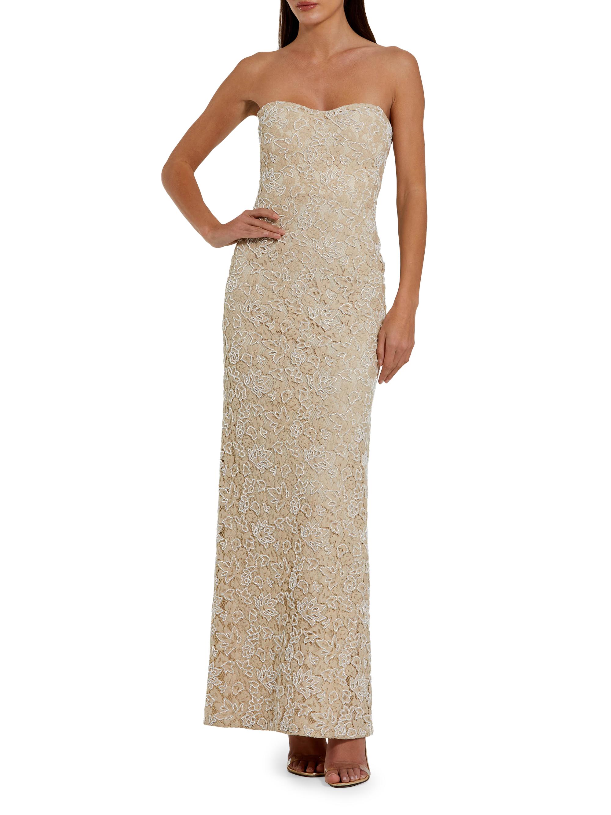 Mac Duggal Women's Embellished Lace Strapless Sweetheart Gown - Beige