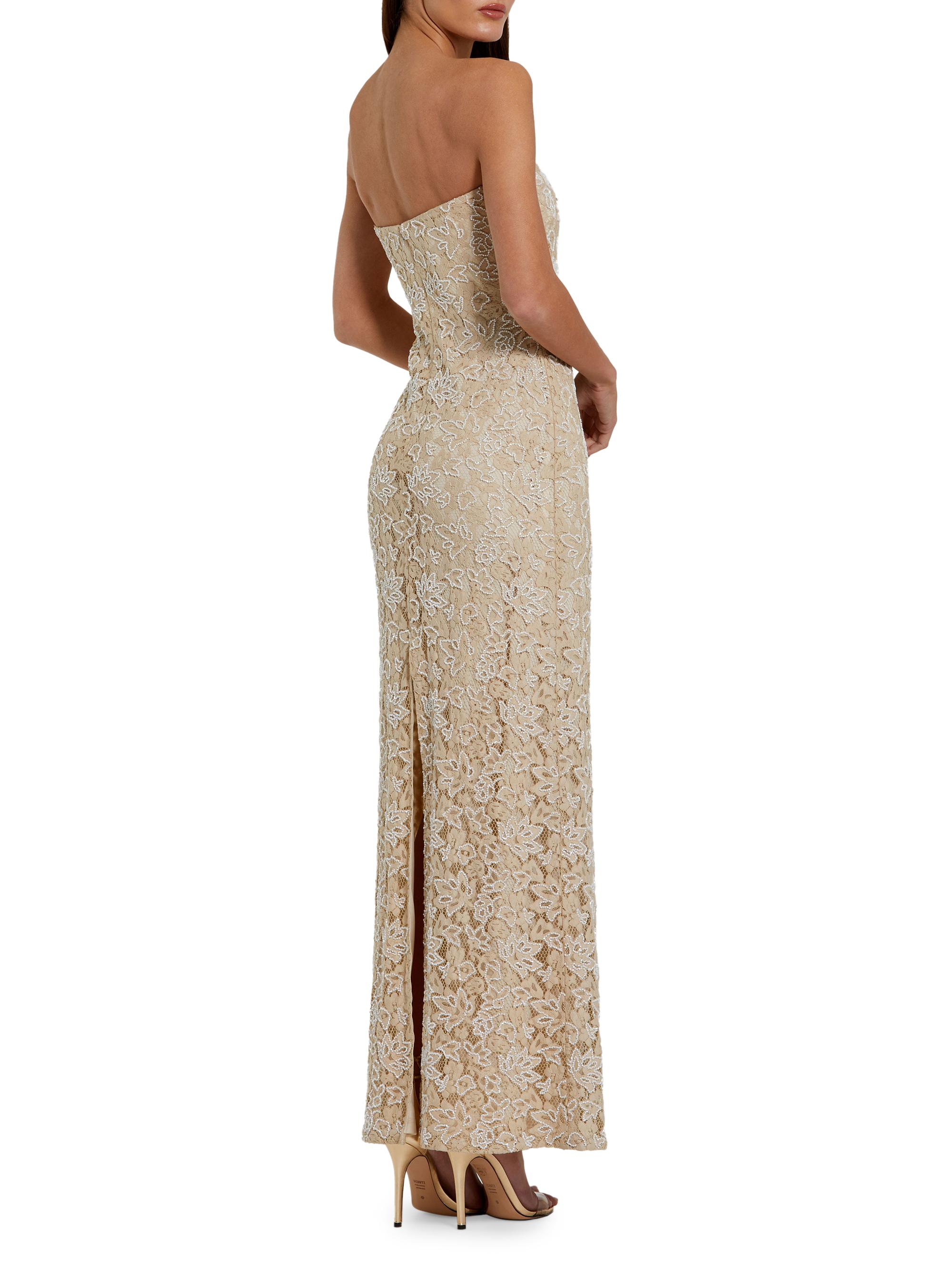 Mac Duggal Embellished Lace Strapless Sweetheart Gown - Beige ...