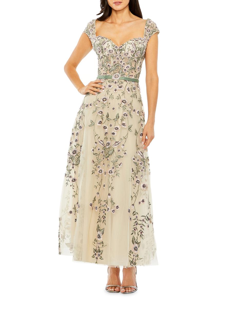 MAC DUGGAL SALEシークインレース立体花柄付きカクテドレス JEANMACLEAN/ジャンマクレーン】シンプル オフショルダー