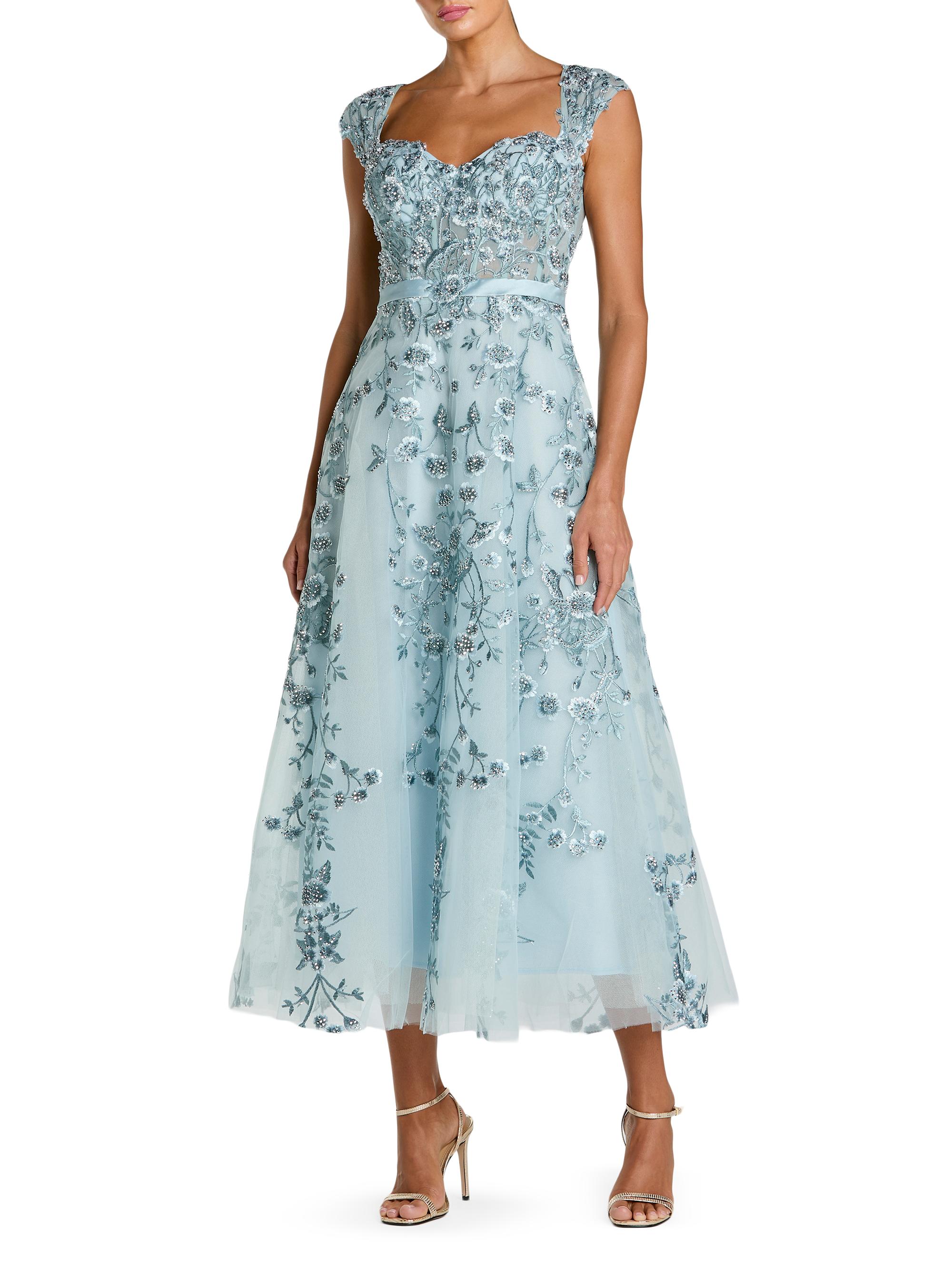 Mac Duggal Women's Floral-Embroidered Sweetheart Gown - Powder Blue