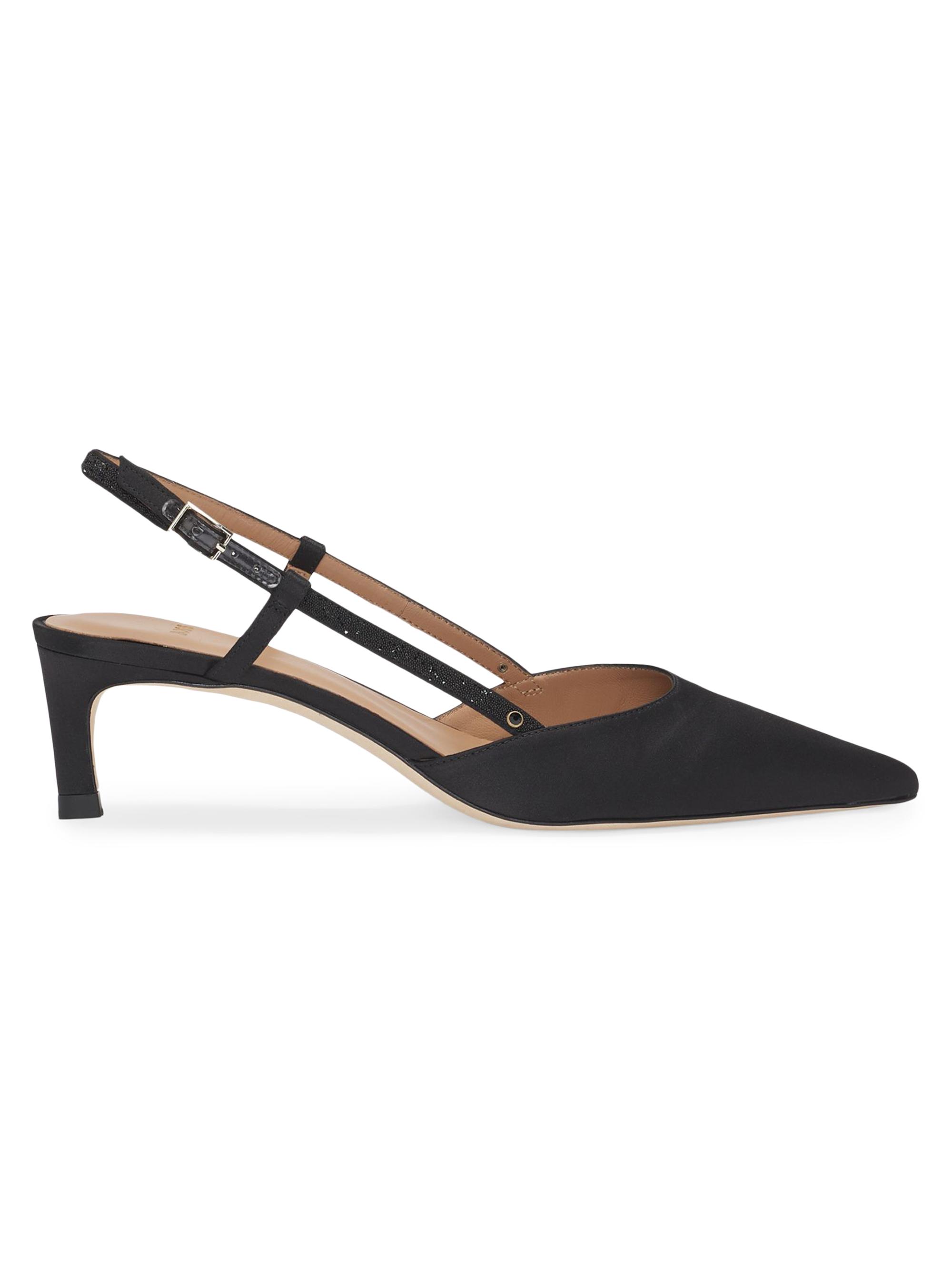 BOSS Women's Slingback Pumps in Soft Satin with Pointed Toe - Black