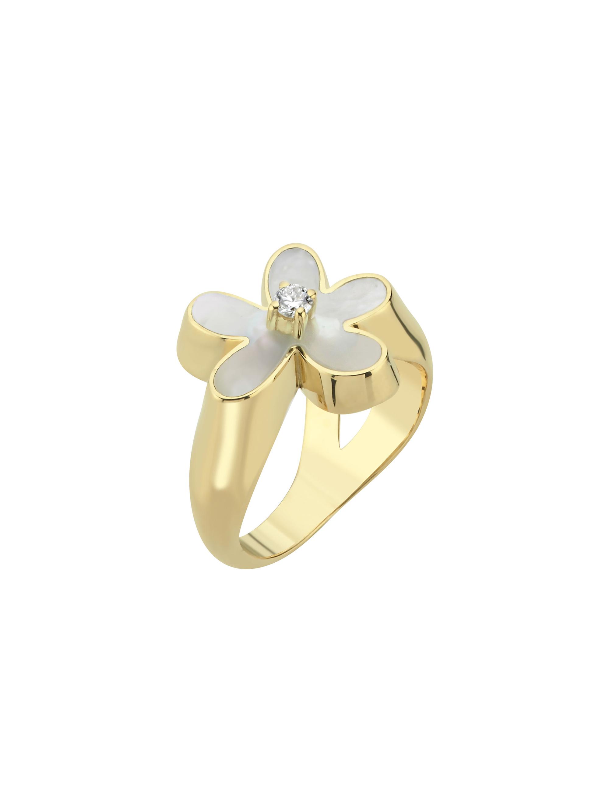 Charms Company Women's Garden Of Rebel 14K Yellow Gold, Mother-Of-Pearl & 0.05 TCW Diamond Flower Ring - Pearl