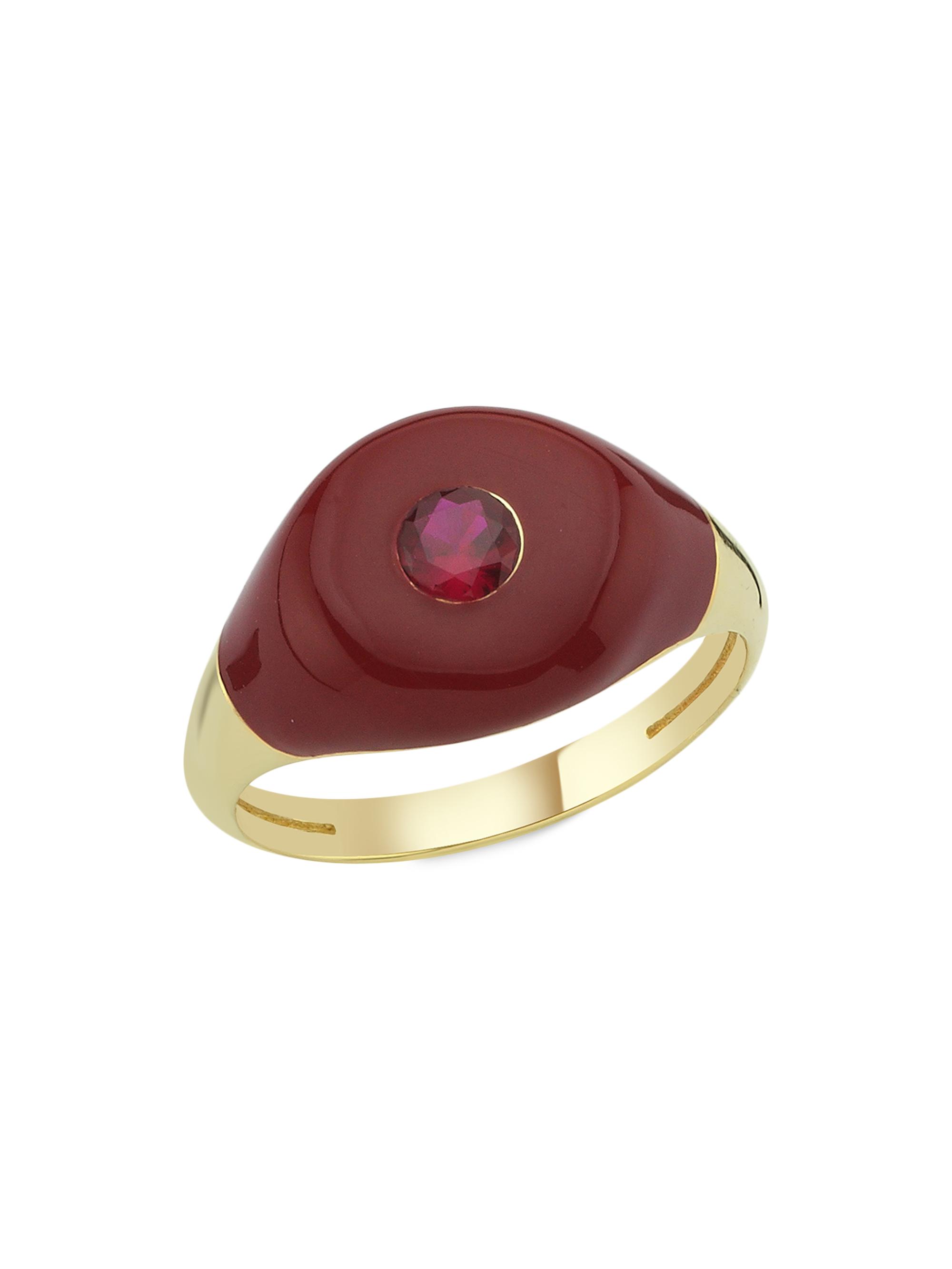 Charms Company Women's Les Bonbons 14K Yellow Gold, Enamel & Ruby Ring - Ruby