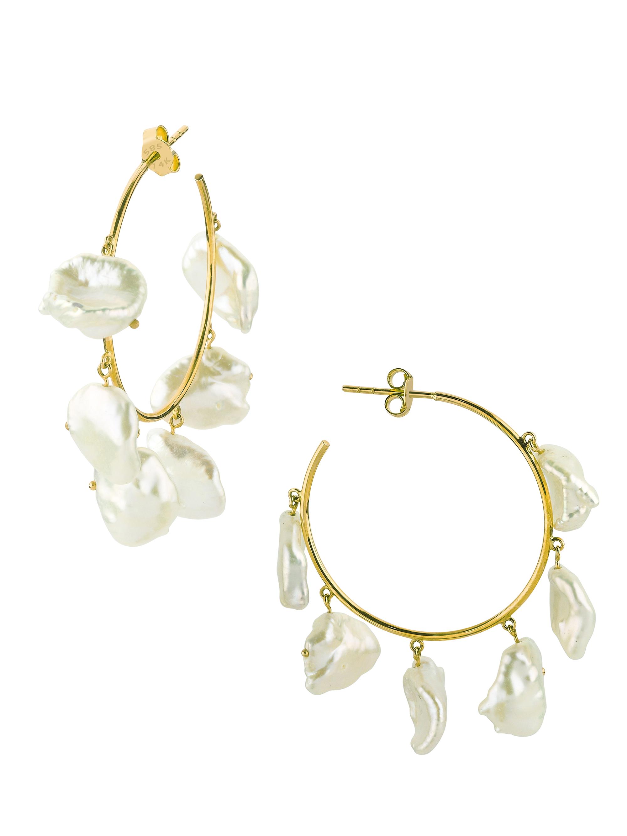 Charms Company Women's Pearls Of Joy 14K Yellow Gold & Freshwater Pearl Hoop Earrings - Pearl