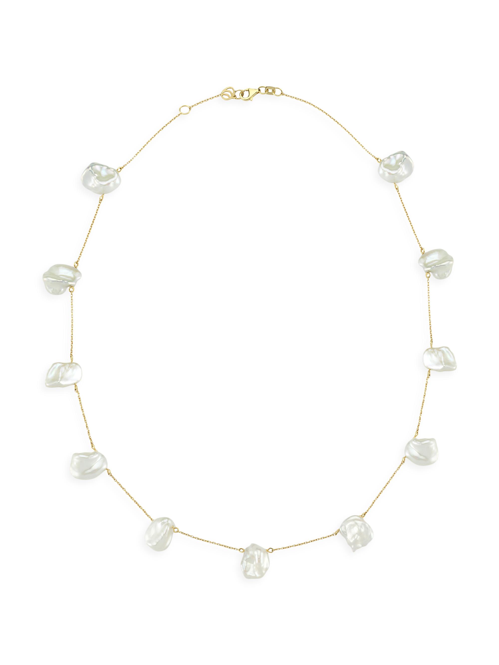 Charms Company Women's Pearls Of Joy 14K Yellow Gold & Freshwater Pearl Station Necklace - Pearl