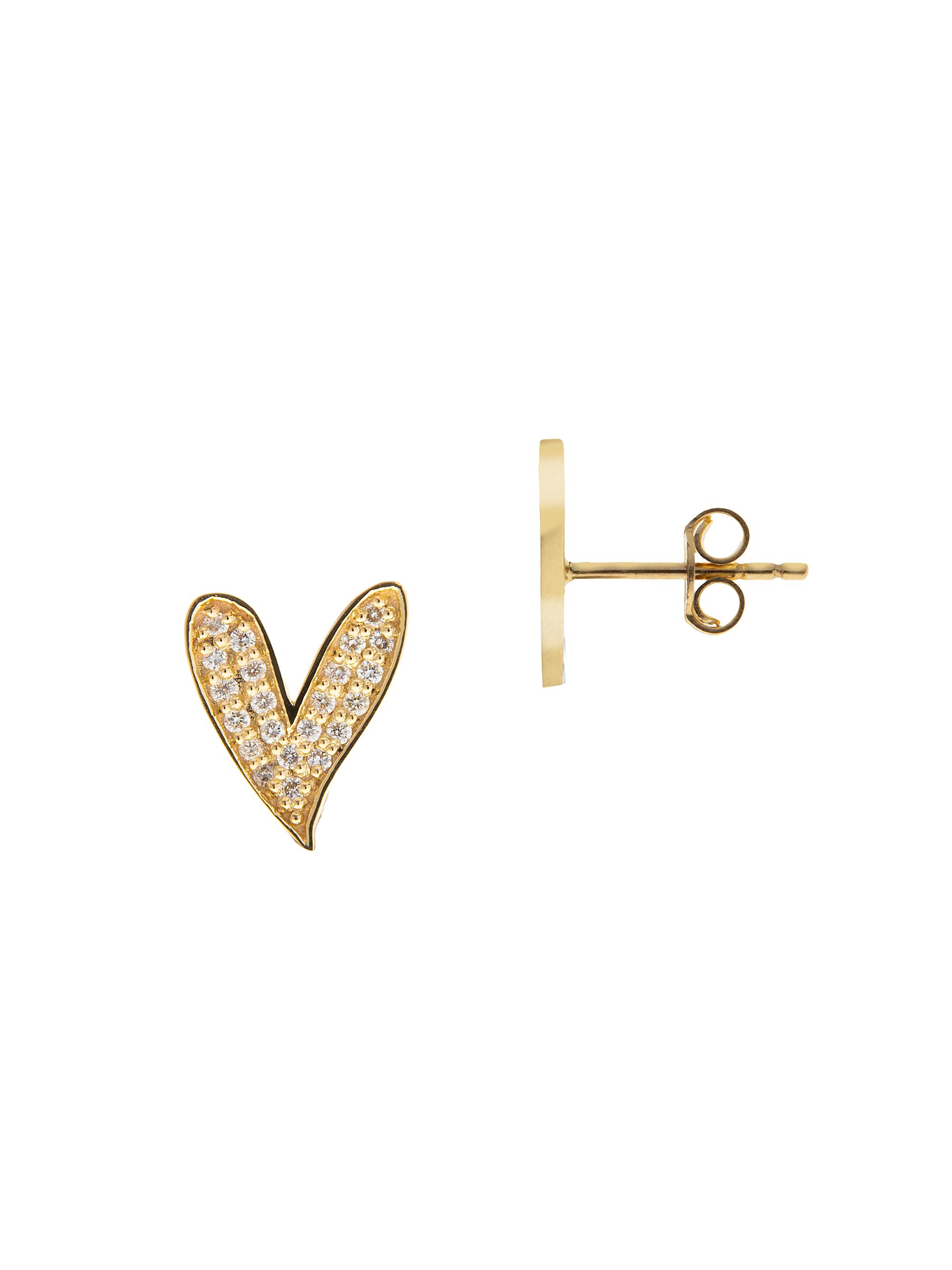 Charms Company Women's Be Mine 14K Yellow Gold & 0.15 TCW Diamond Single Heart Stud Earring - Yellow Gold