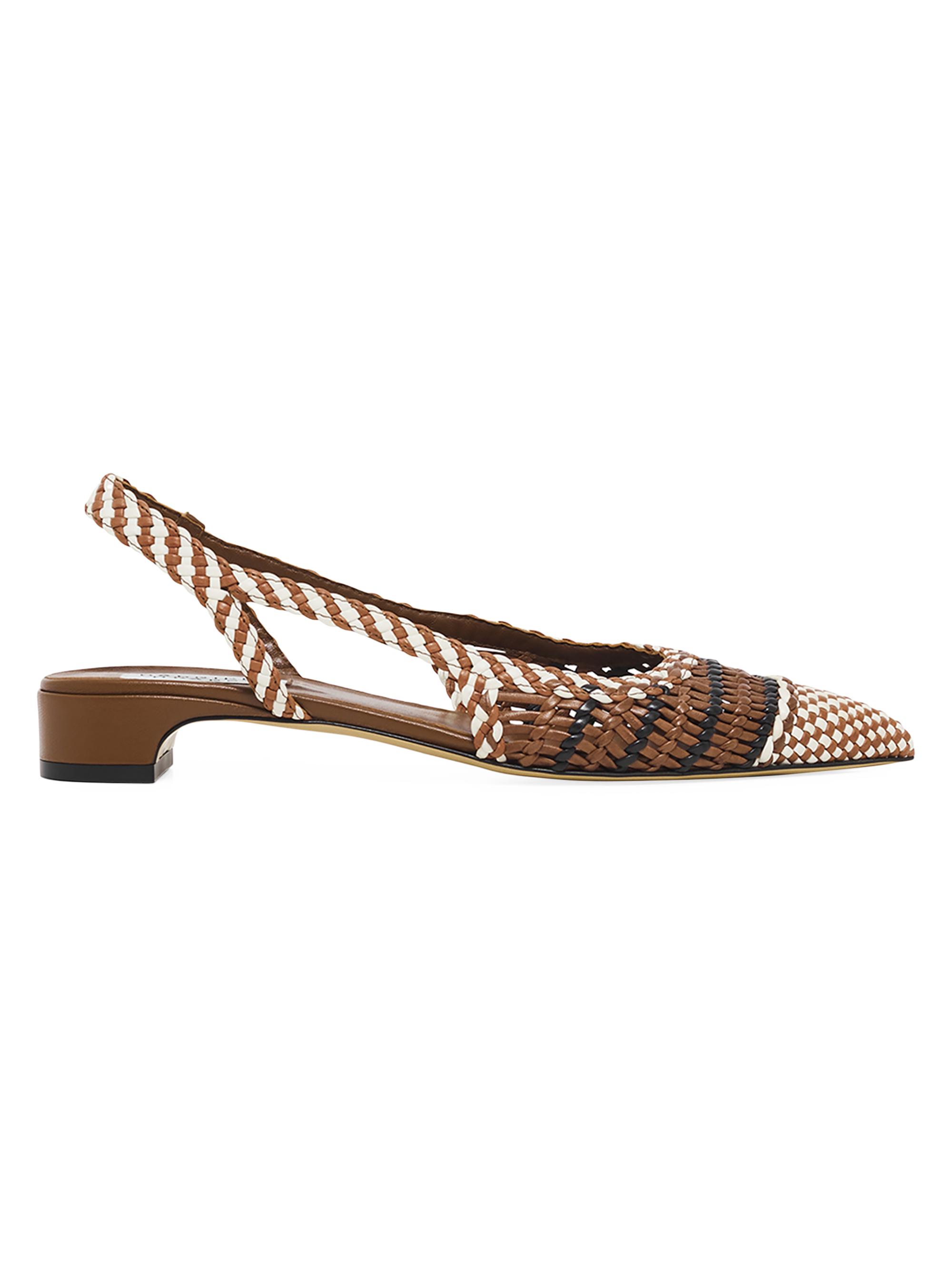 Gabriela Hearst Women's Perro Woven Leather Slingback Flats - Cognac Multi