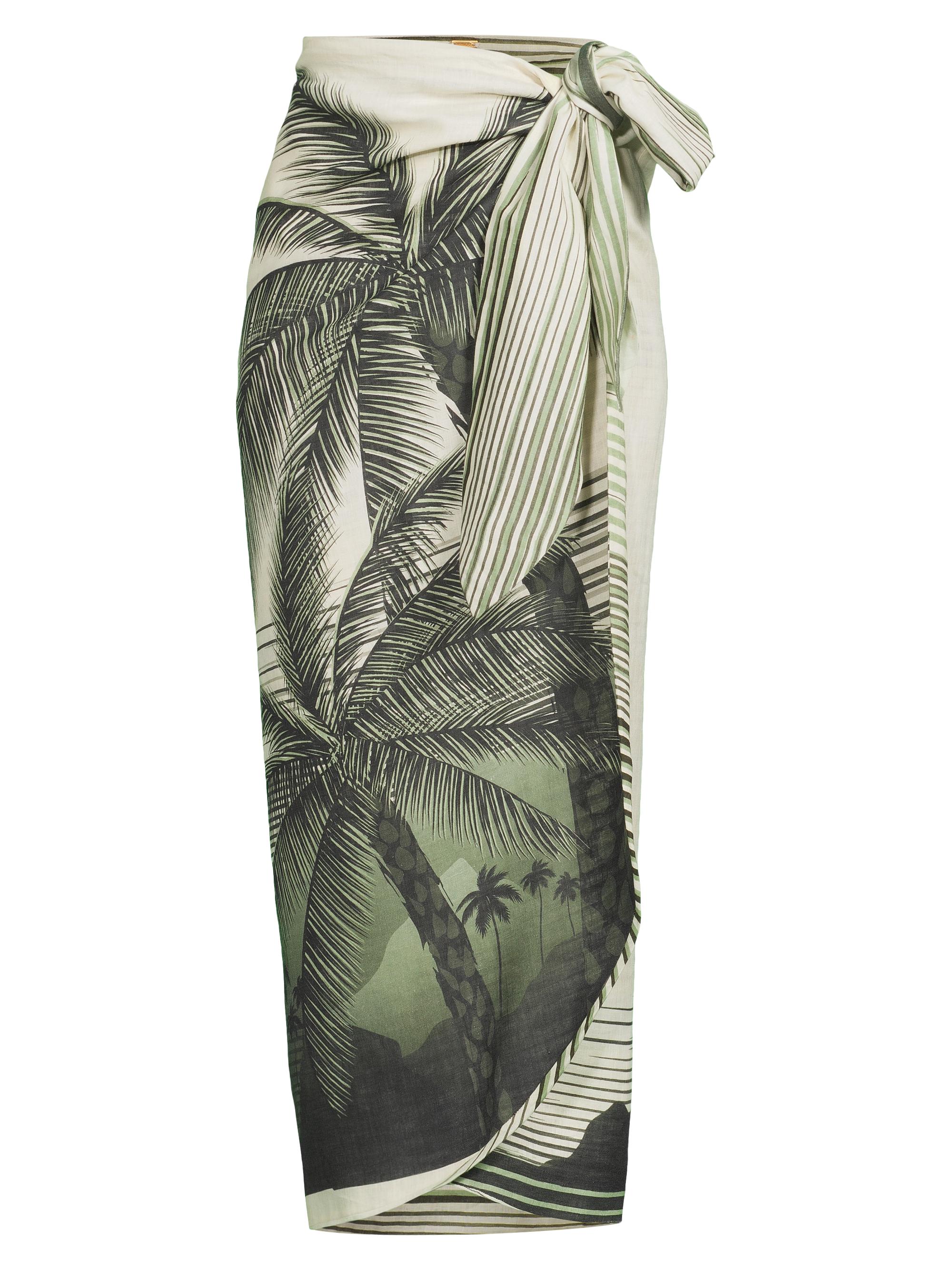 Juan de Dios Women's Mapara Linen Maxi Skirt - Green Tropical Landscape