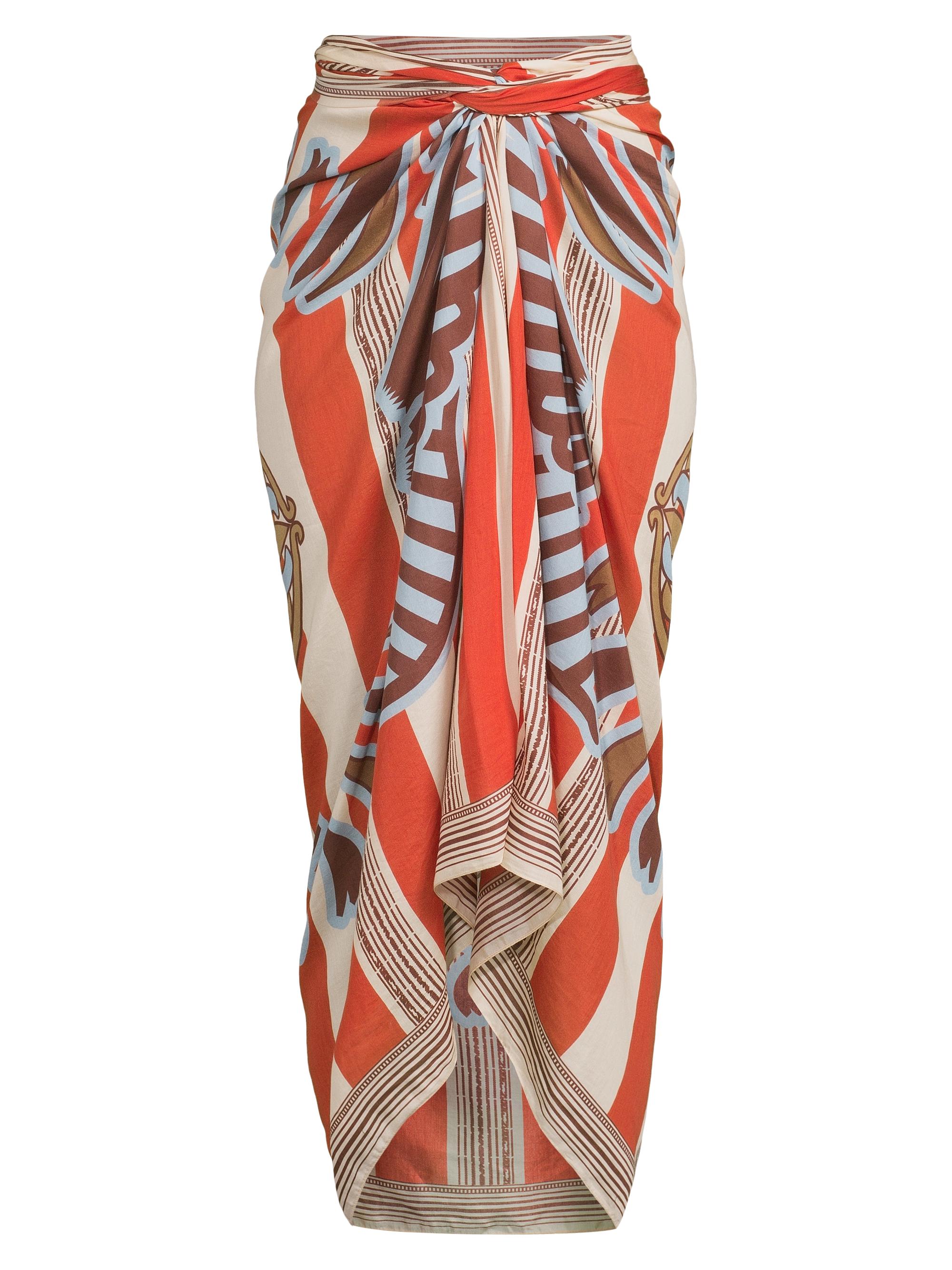 Juan de Dios Women's De La Falaise Silk-Blend Sarong - Orange Ornament Stripes