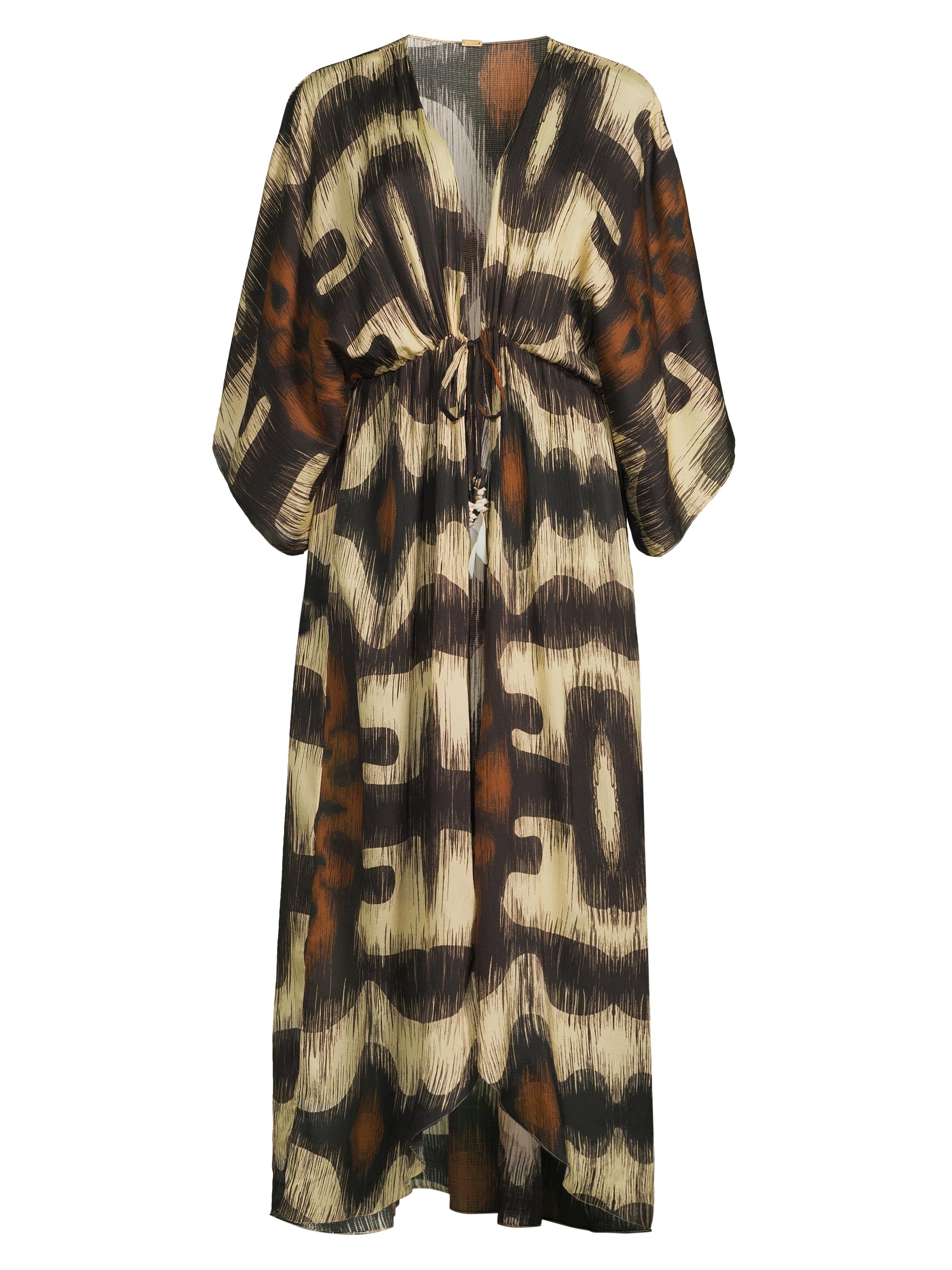 Juan de Dios Women's San Cipriano Martellato Cotton & Silk Maxi Tunic - Brown Ikat