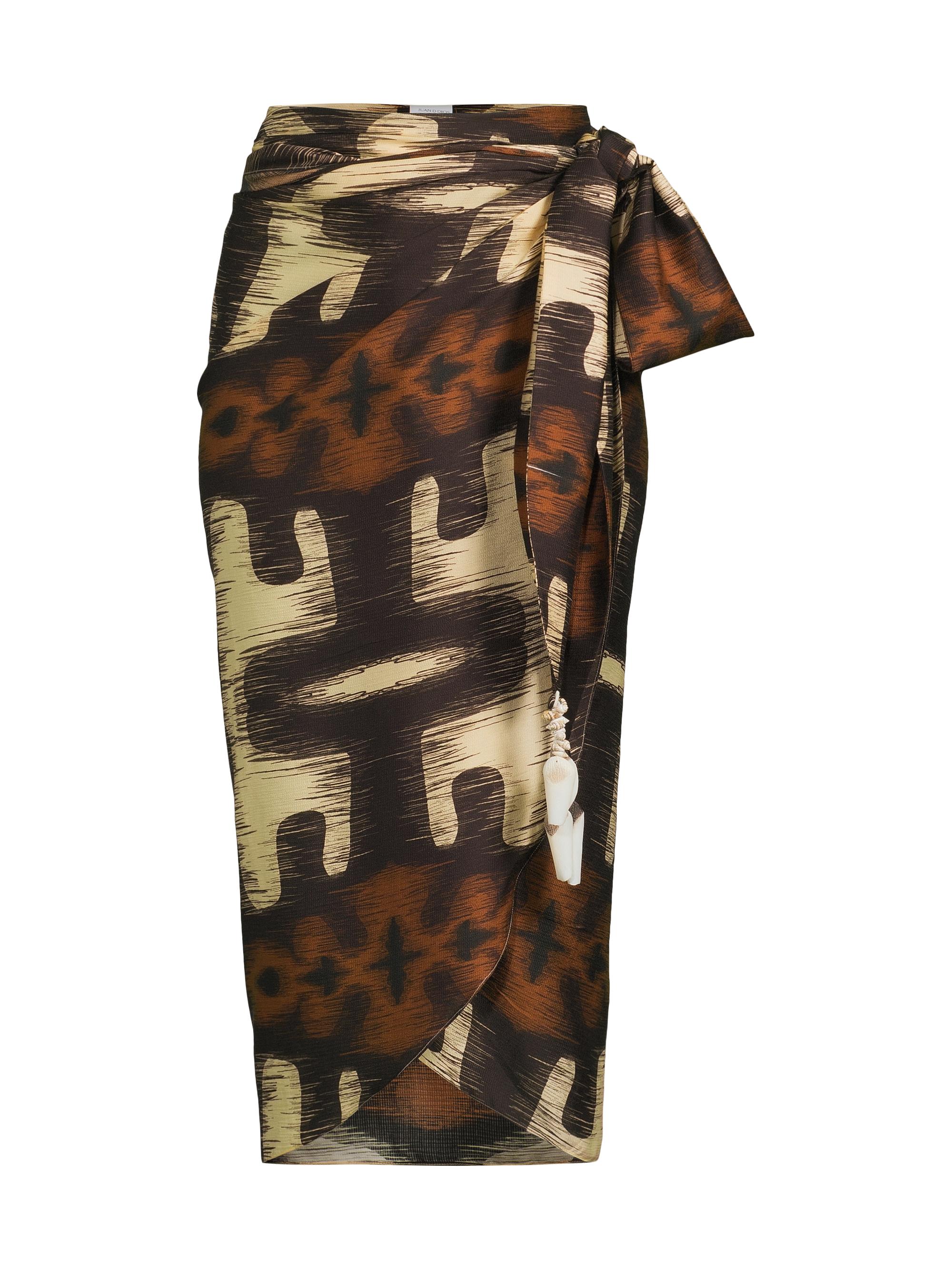 Juan de Dios Women's Martellato Cotton & Silk Midi-Skirt - Brown Ikat