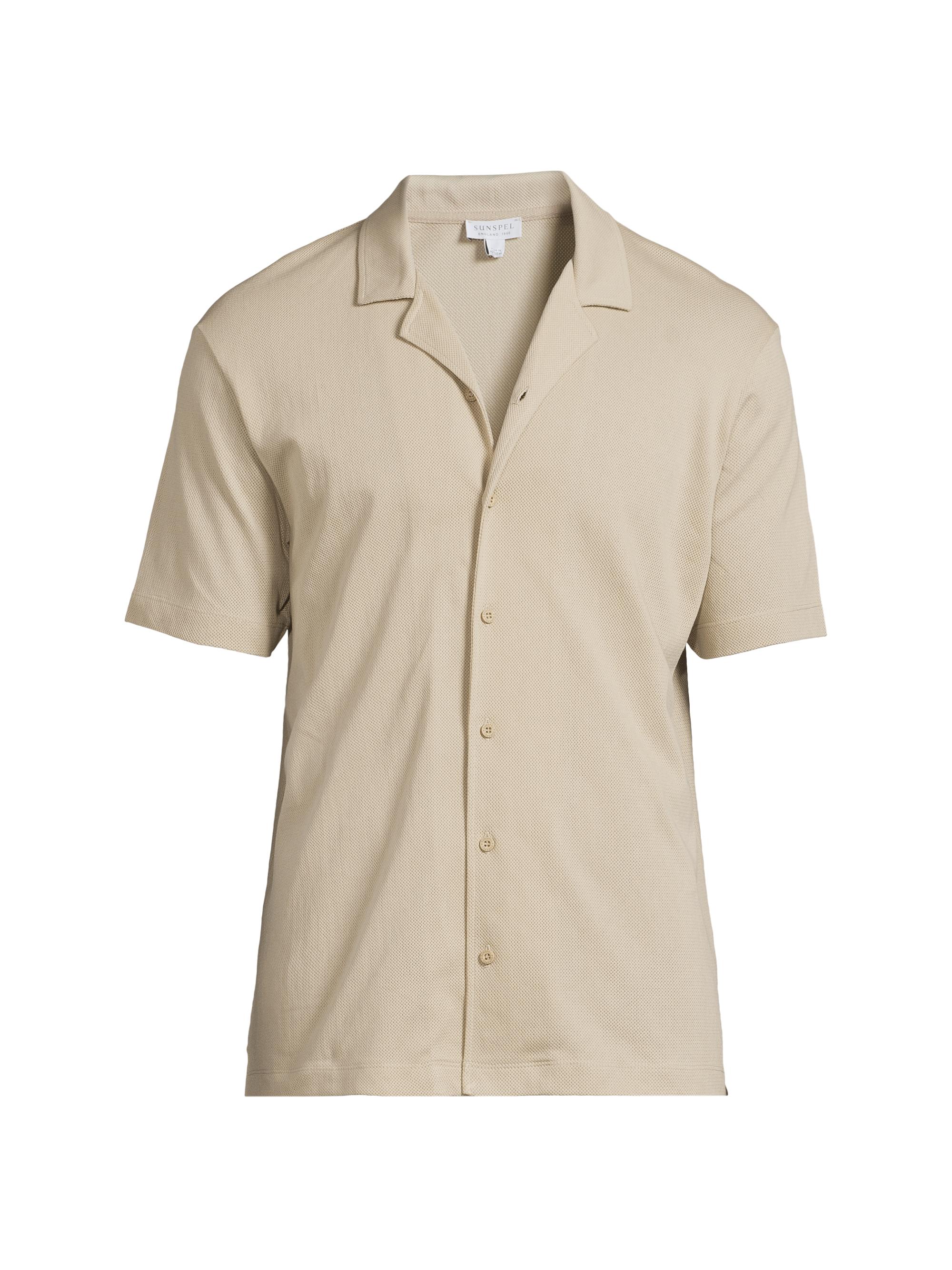 Sunspel Men's Riviera Cotton Button-Front Short-Sleeve Shirt - Ash Grey