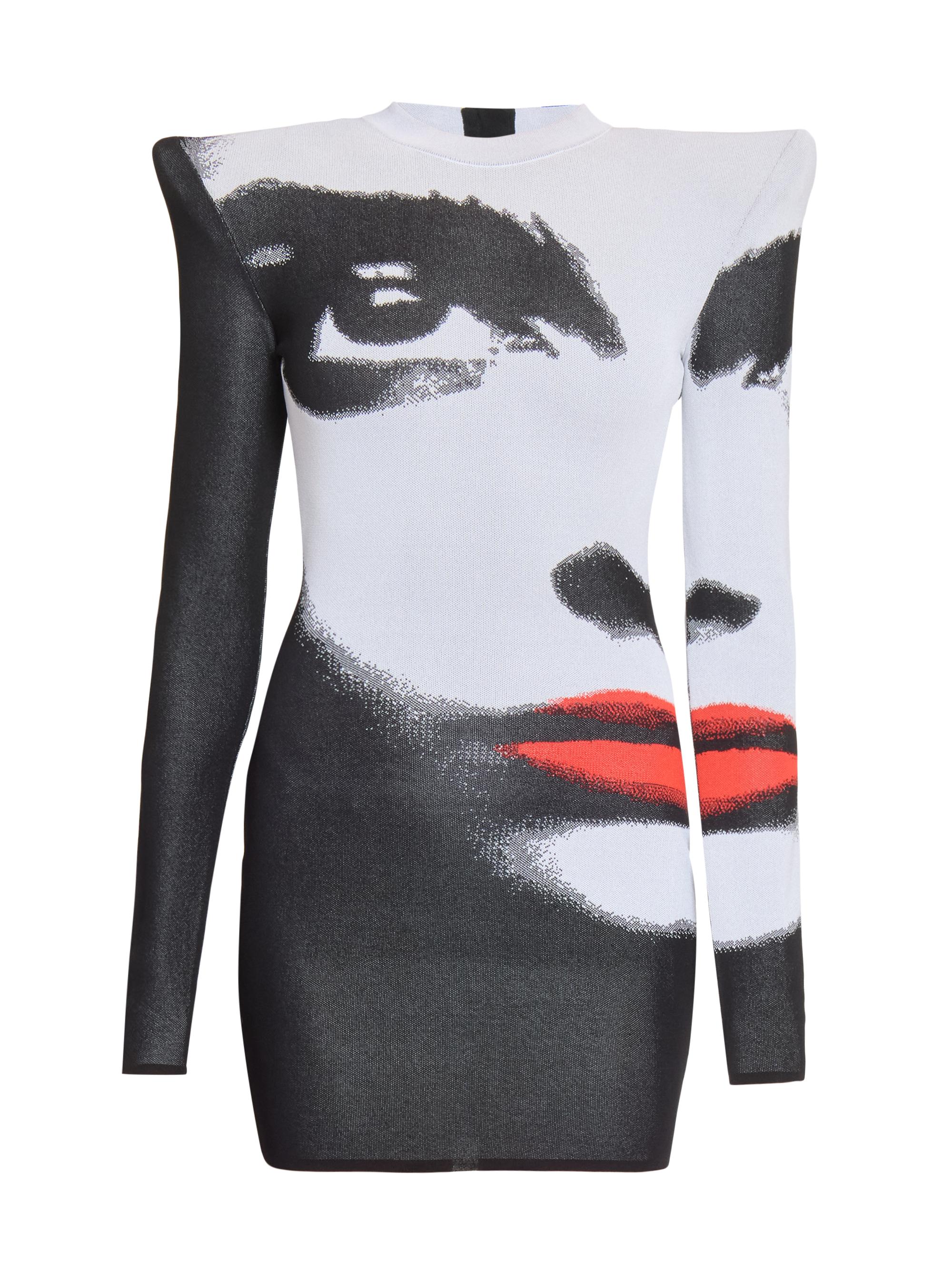 Balmain Women's Graphic Jacquard Bodycon Minidress - Noir Blanc Rouge