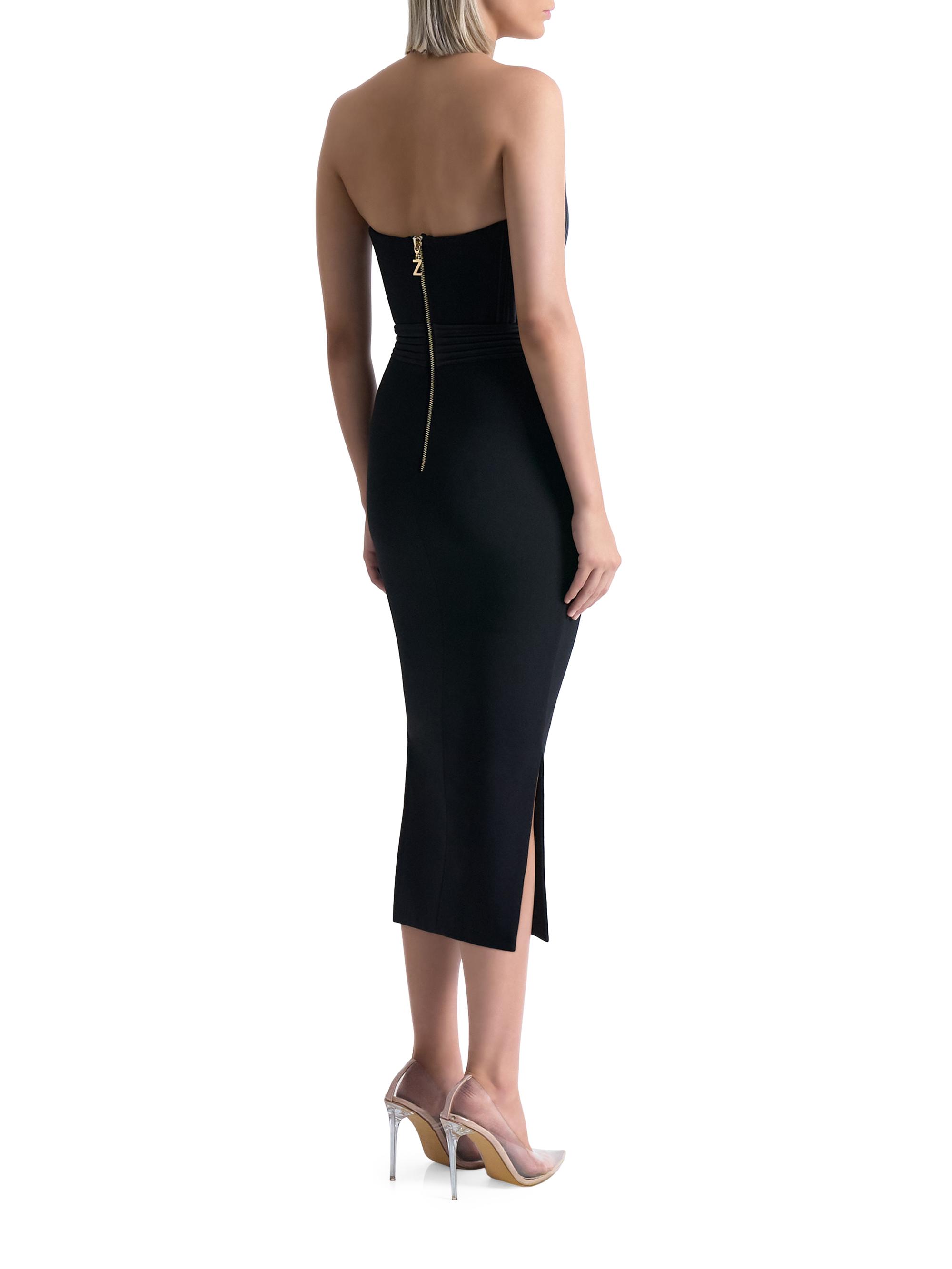 strapless tight midi dress Strapless Glitter Knit Bodycon Midi Dress - SMALL / YELLOW