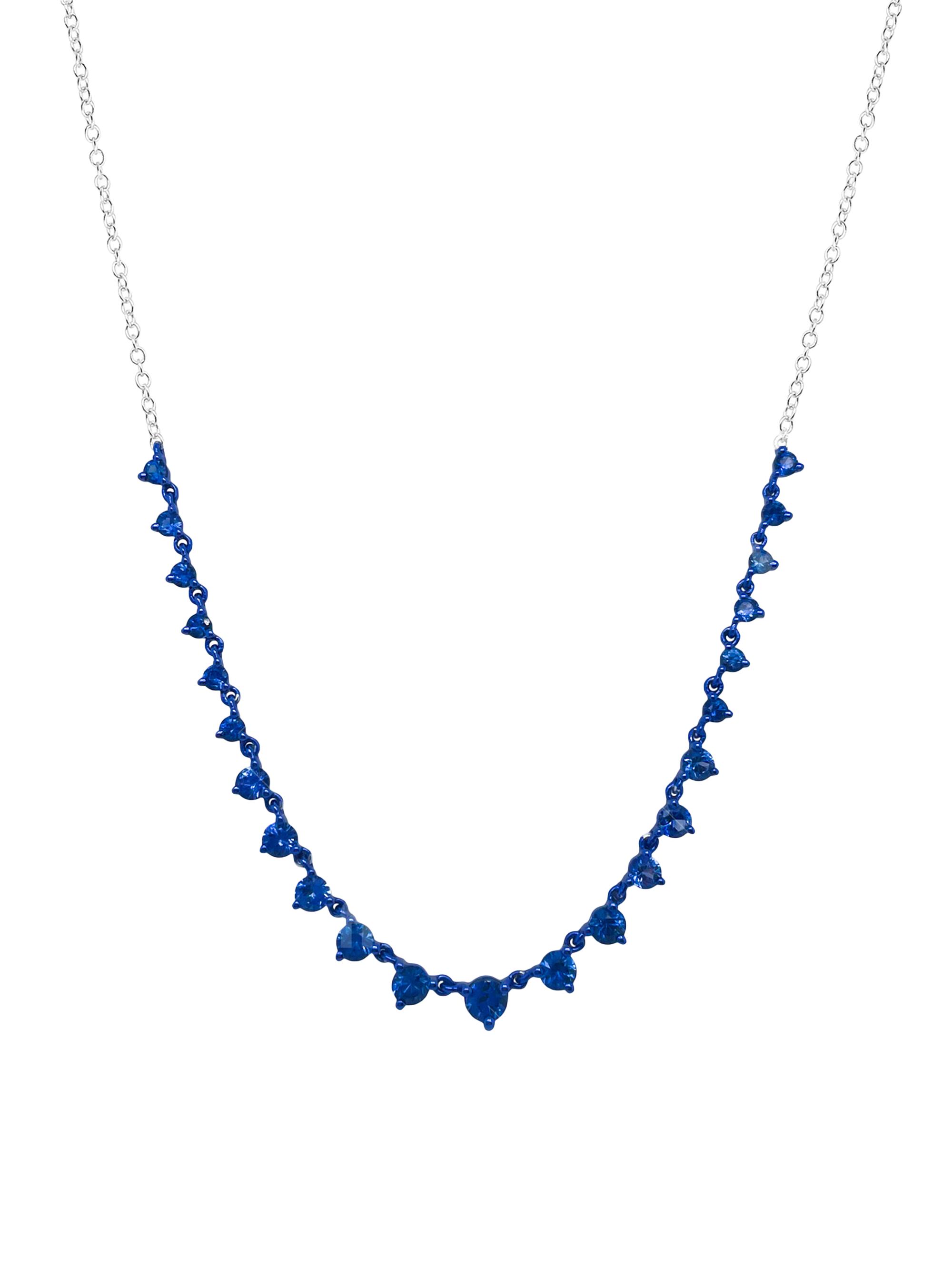 Meira T Women's 14K White Gold & Blue Sapphire Necklace - Blue