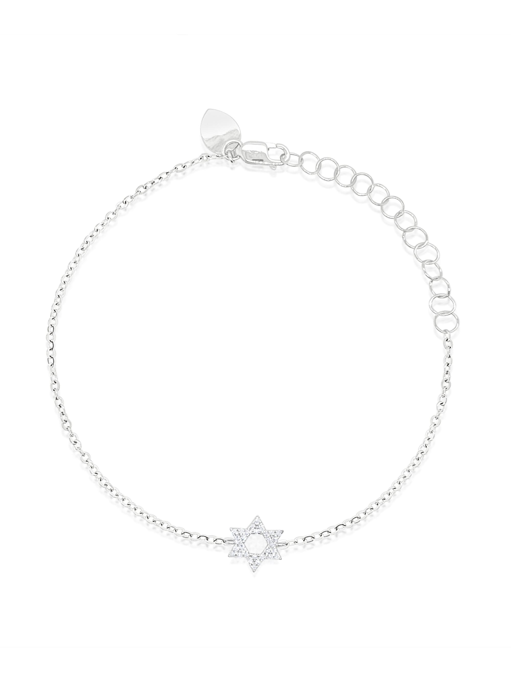 Meira T Women's 14K White Gold & 0.06 TCW Diamond Star Of David Bracelet - White Gold