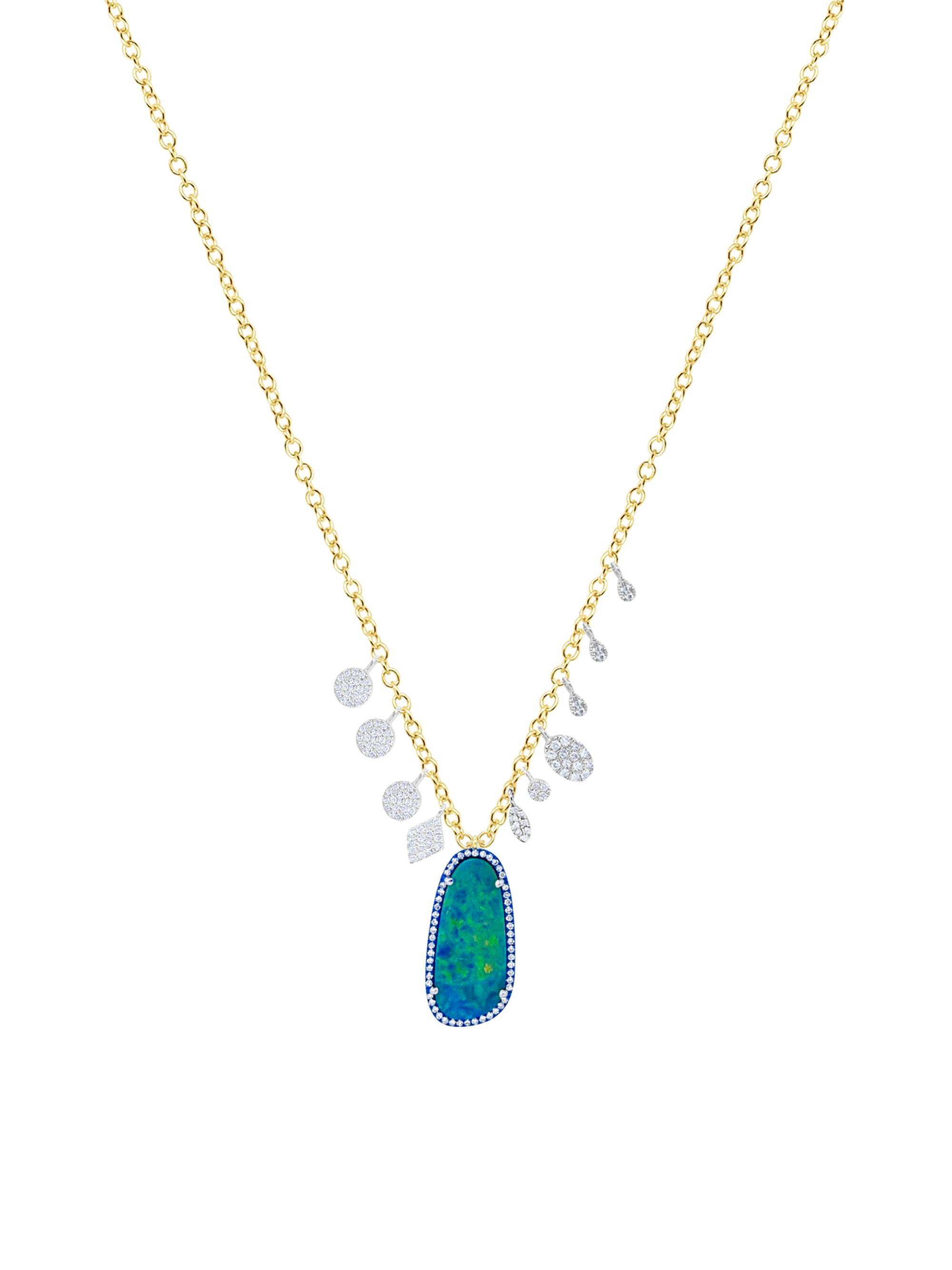 Meira T Women's Two-Tone 14K Gold, Opal & 0.35 TCW Diamond Necklace - Yellow Gold