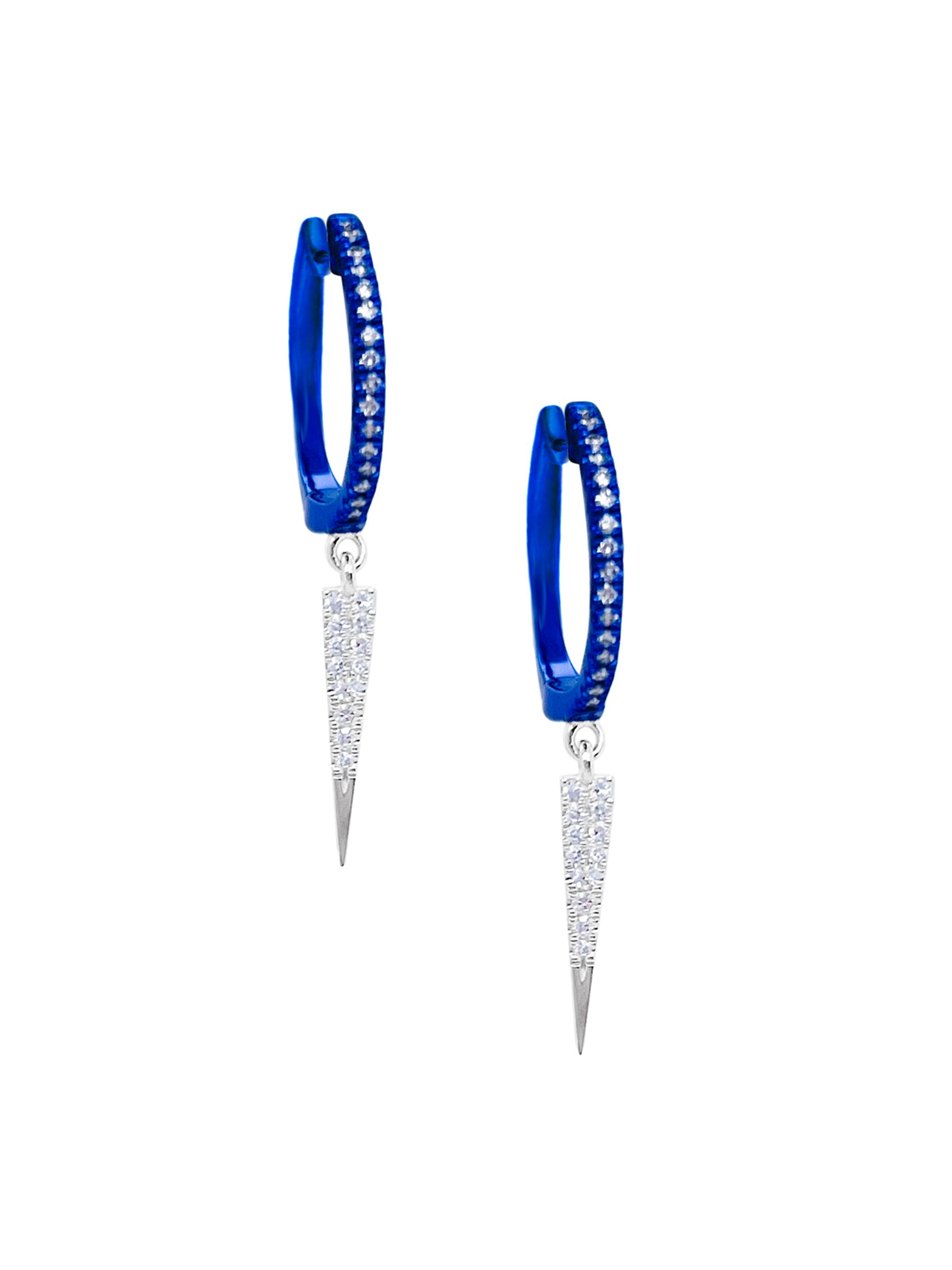 Meira T Women's Blue-Rhodium-Plated 14K White Gold & 0.14 TCW Diamond Drop Earrings - Blue