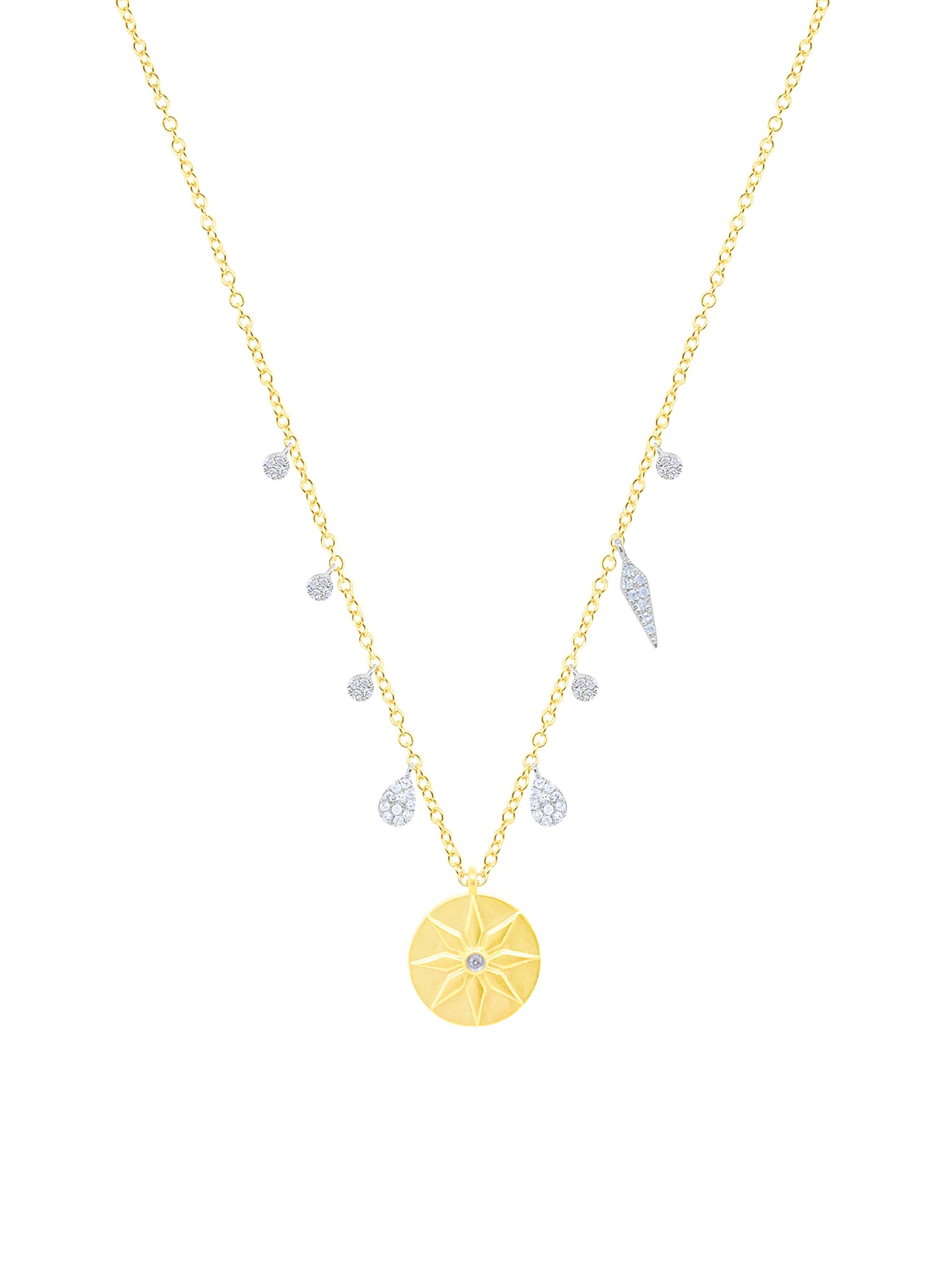 Meira T Women's Two-Tone 14K Gold & 0.12 TCW Diamond Flower Disc Pendant Necklace - Yellow Gold