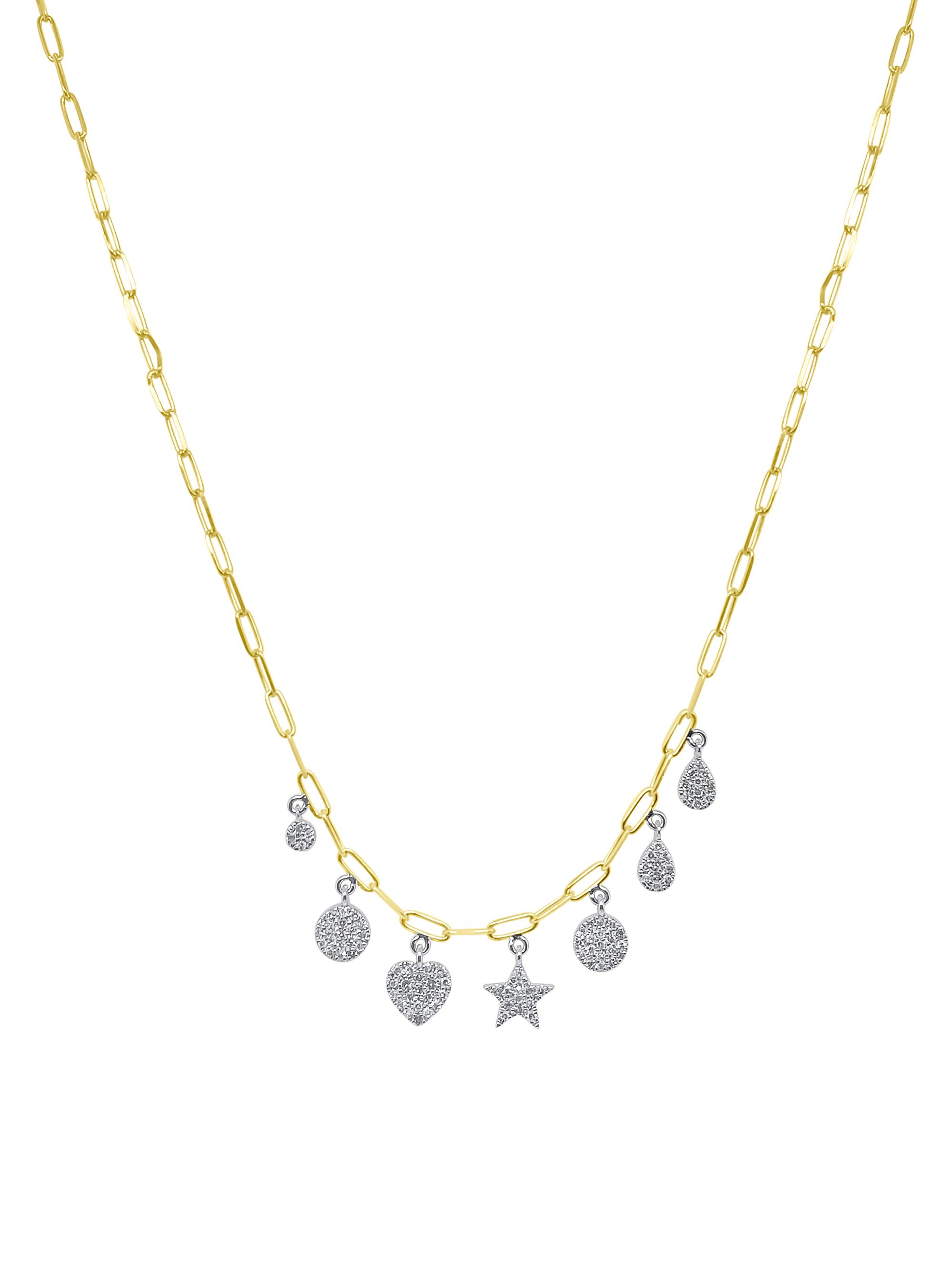 Meira T Women's Two-Tone 14K Gold & 0.07 TCW Diamond Mixed-Charm Necklace - Yellow Gold