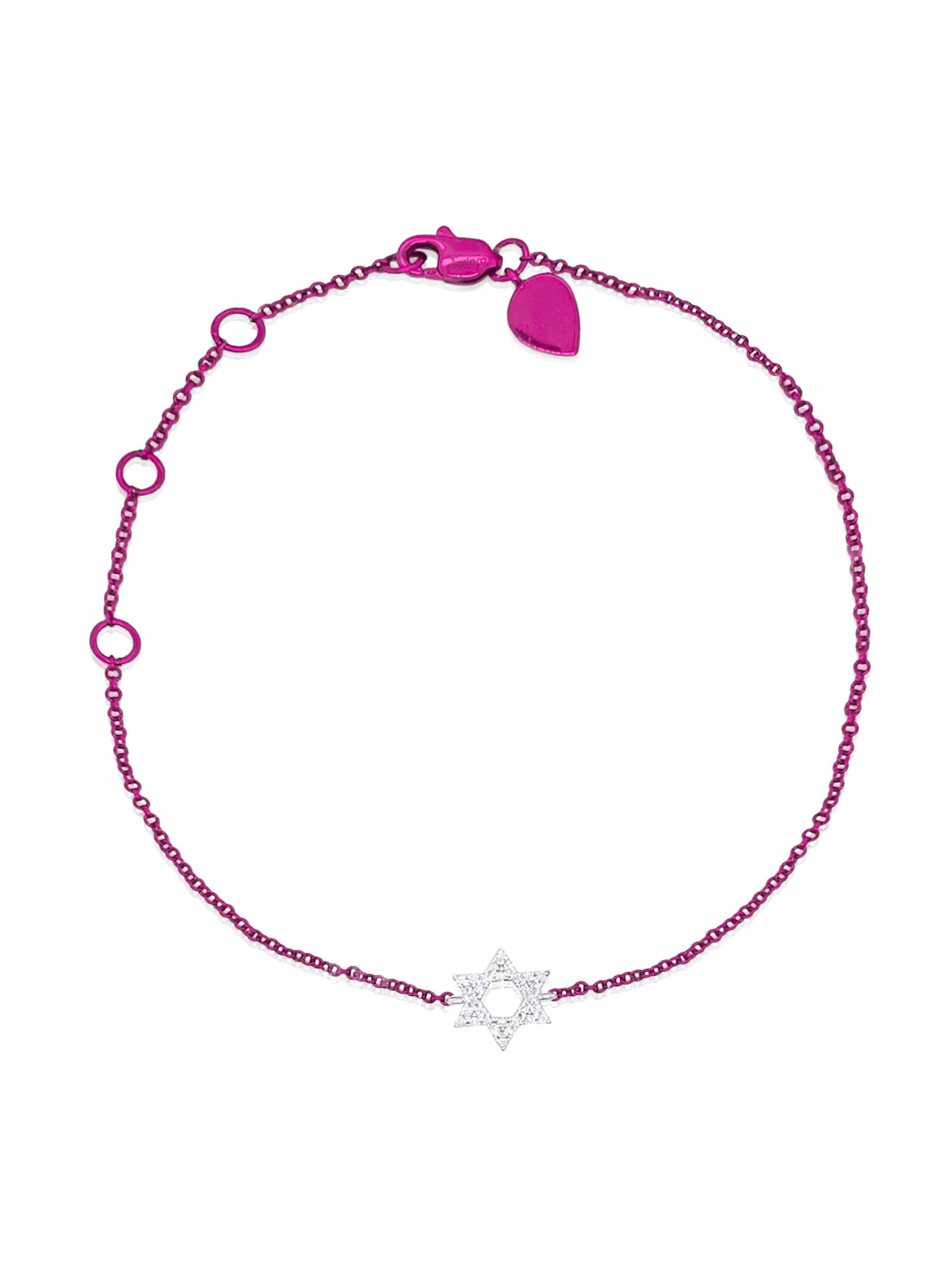 Meira T Women's Pink-Rhodium-Plated 14K White Gold & 0.06 TCW Diamond Star Of David Bracelet - Pink