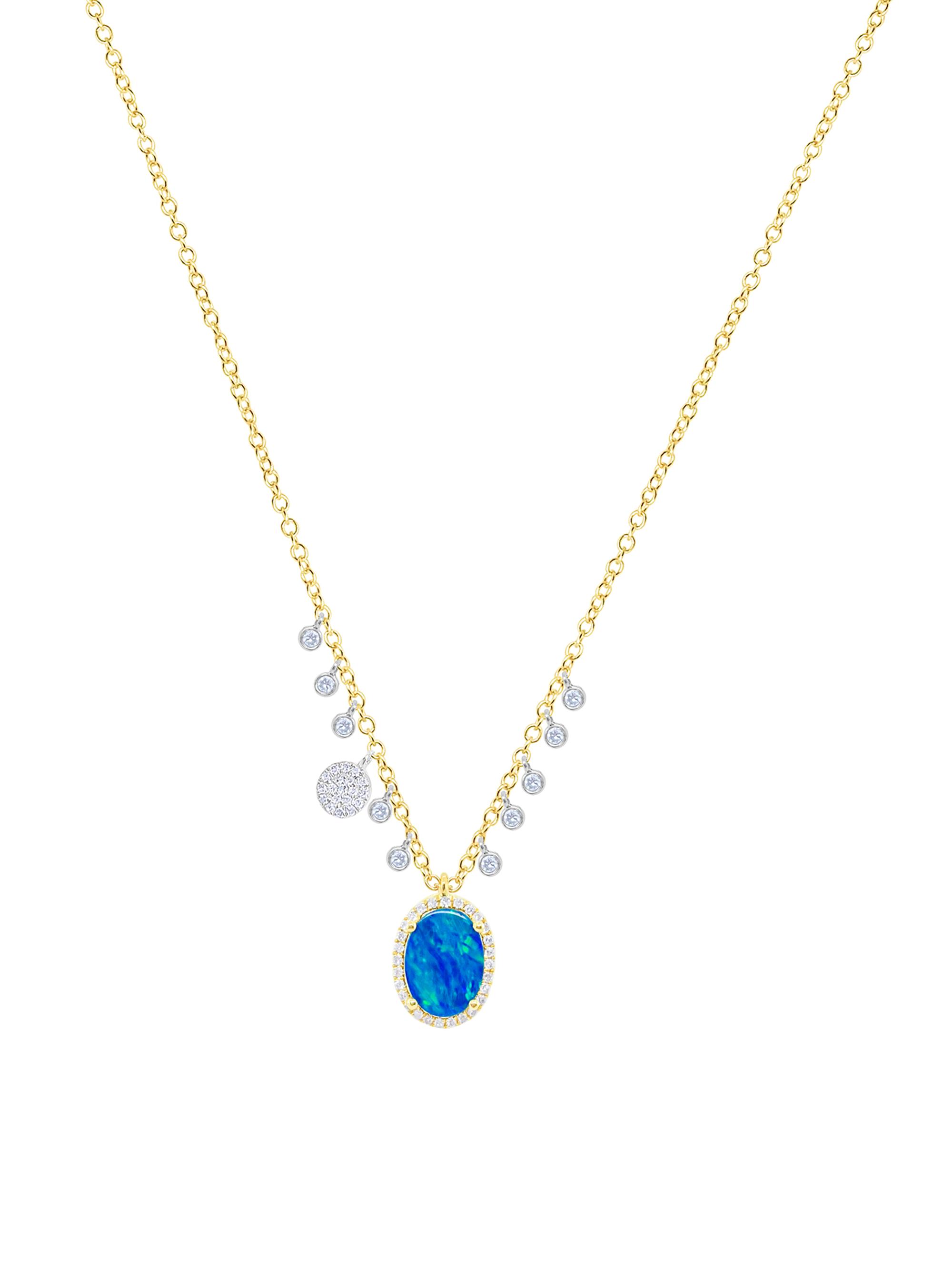 Meira T Women's Two-Tone 14K Gold, Opal & 0.88 TCW Diamond Pendant Necklace - Opal