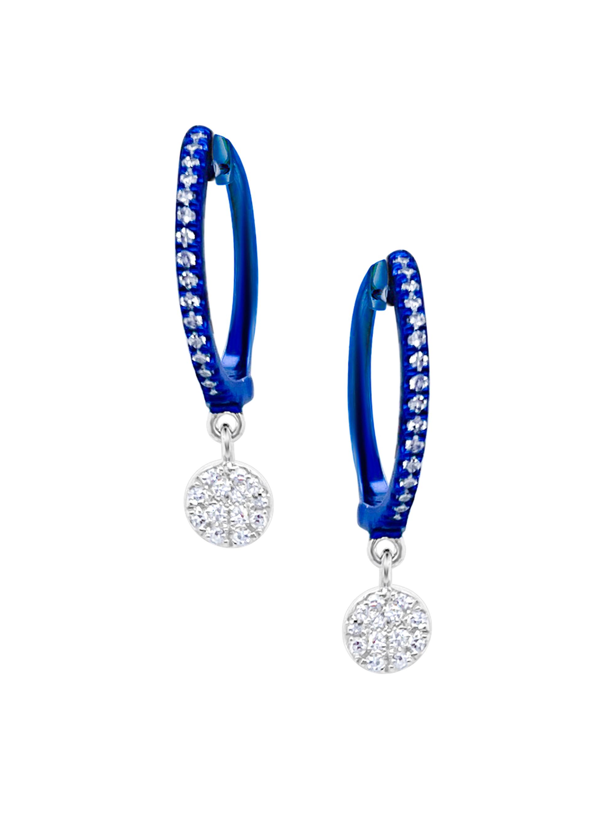Meira T Women's 14K White Gold & 0.14 TCW Diamond Drop Earrings - Blue