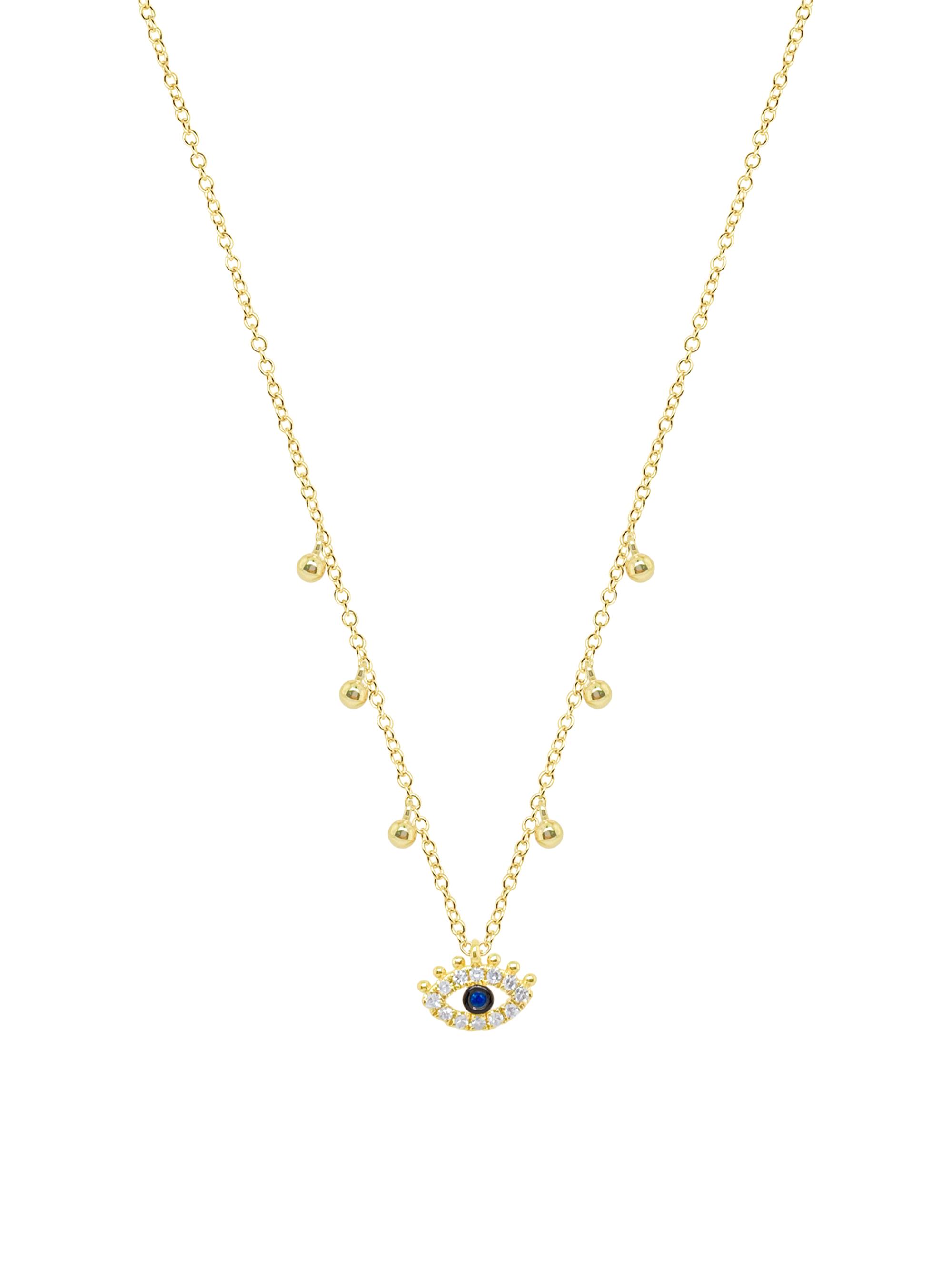 Meira T Women's 14K Yellow Gold, 0.05 TCW Diamond & Blue Sapphire Evil Eye Pendant Necklace - Yellow Gold