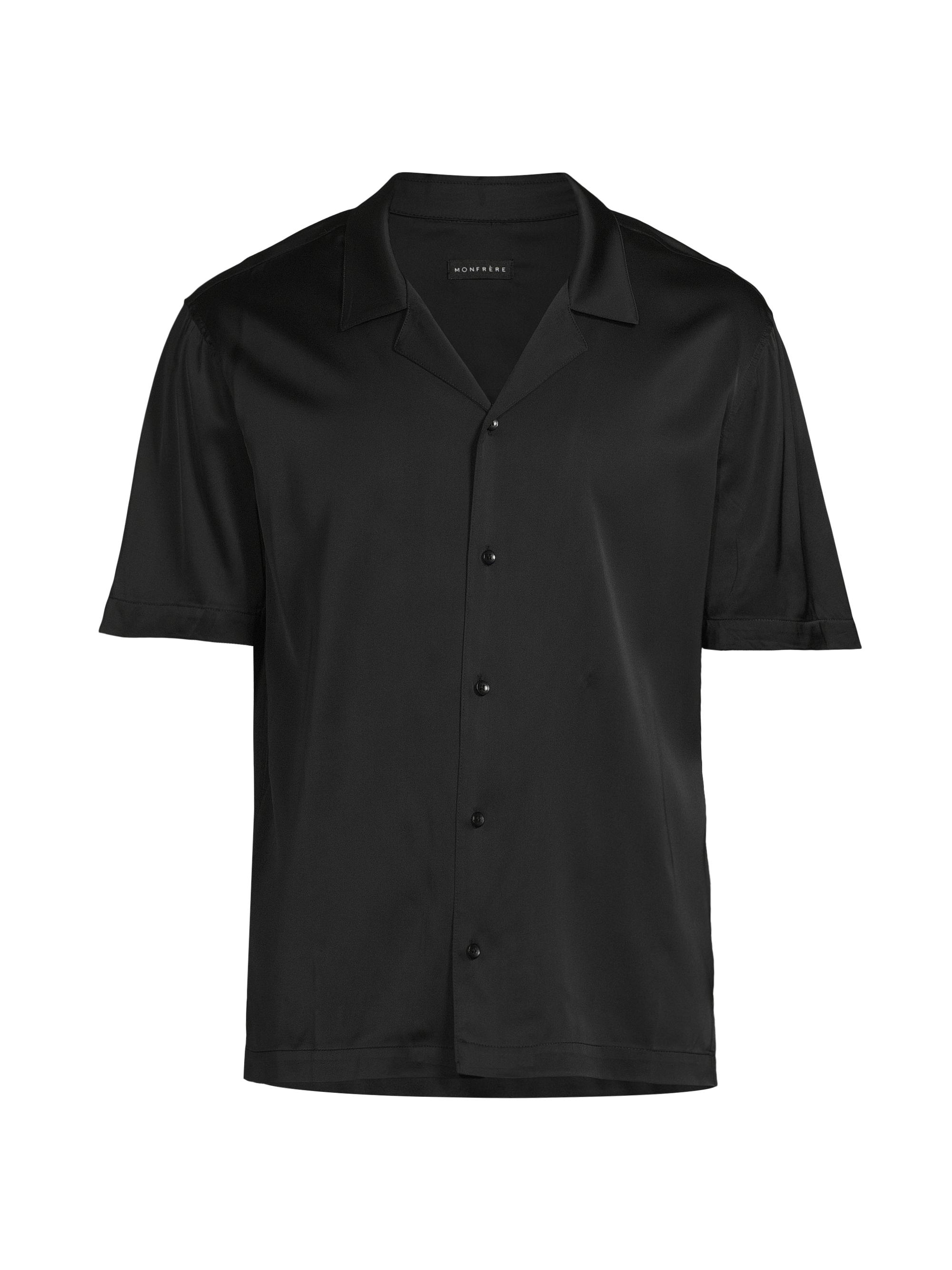 Monfrère Men's Bond Slim-Fit Satin Shirt - Silk Noir