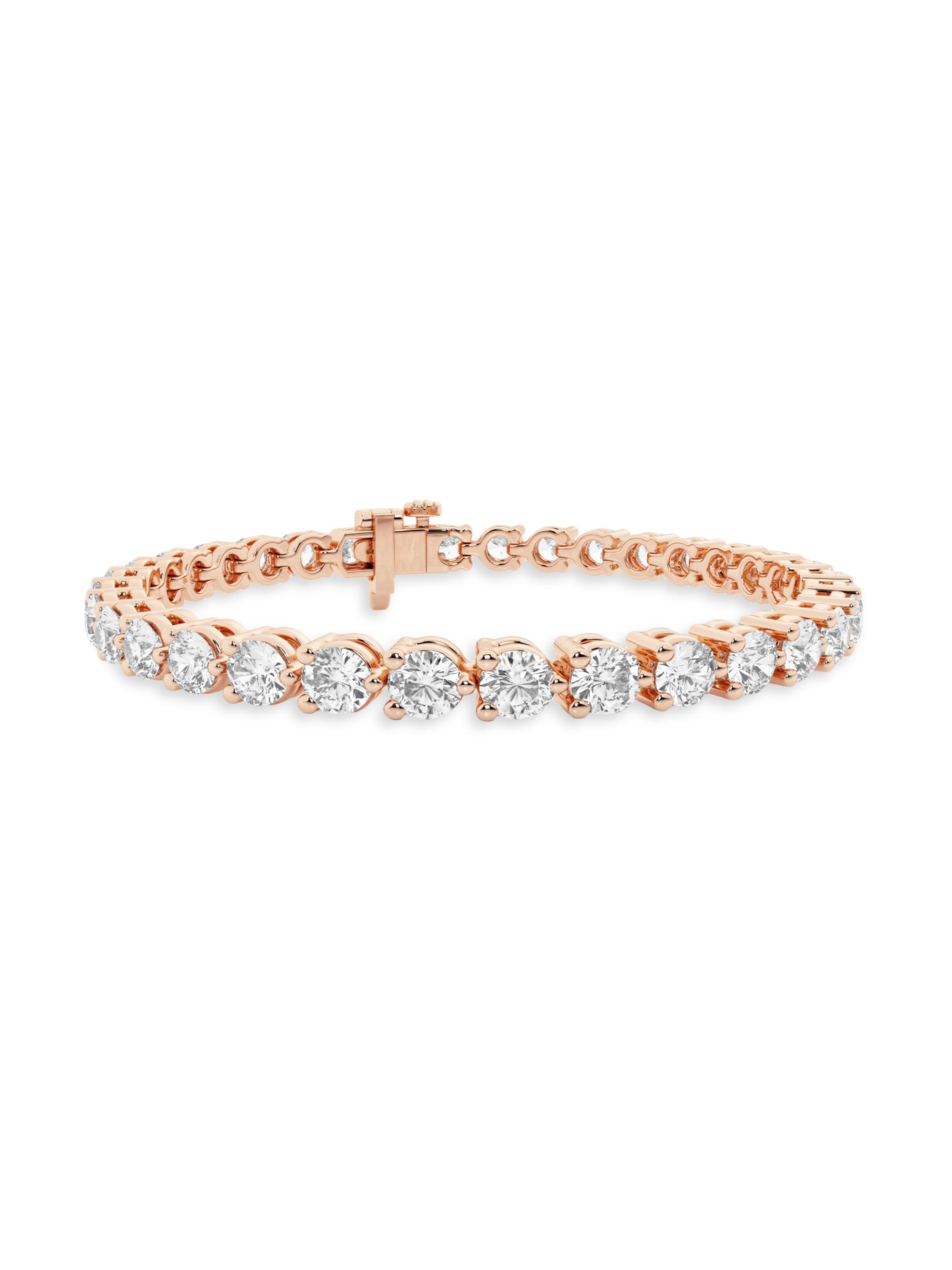 Saks Fifth Avenue Collection Women's 14K Rose Gold & Natural Diamond Tennis Bracelet/1.00-10.00 TCW - 10 Tcw