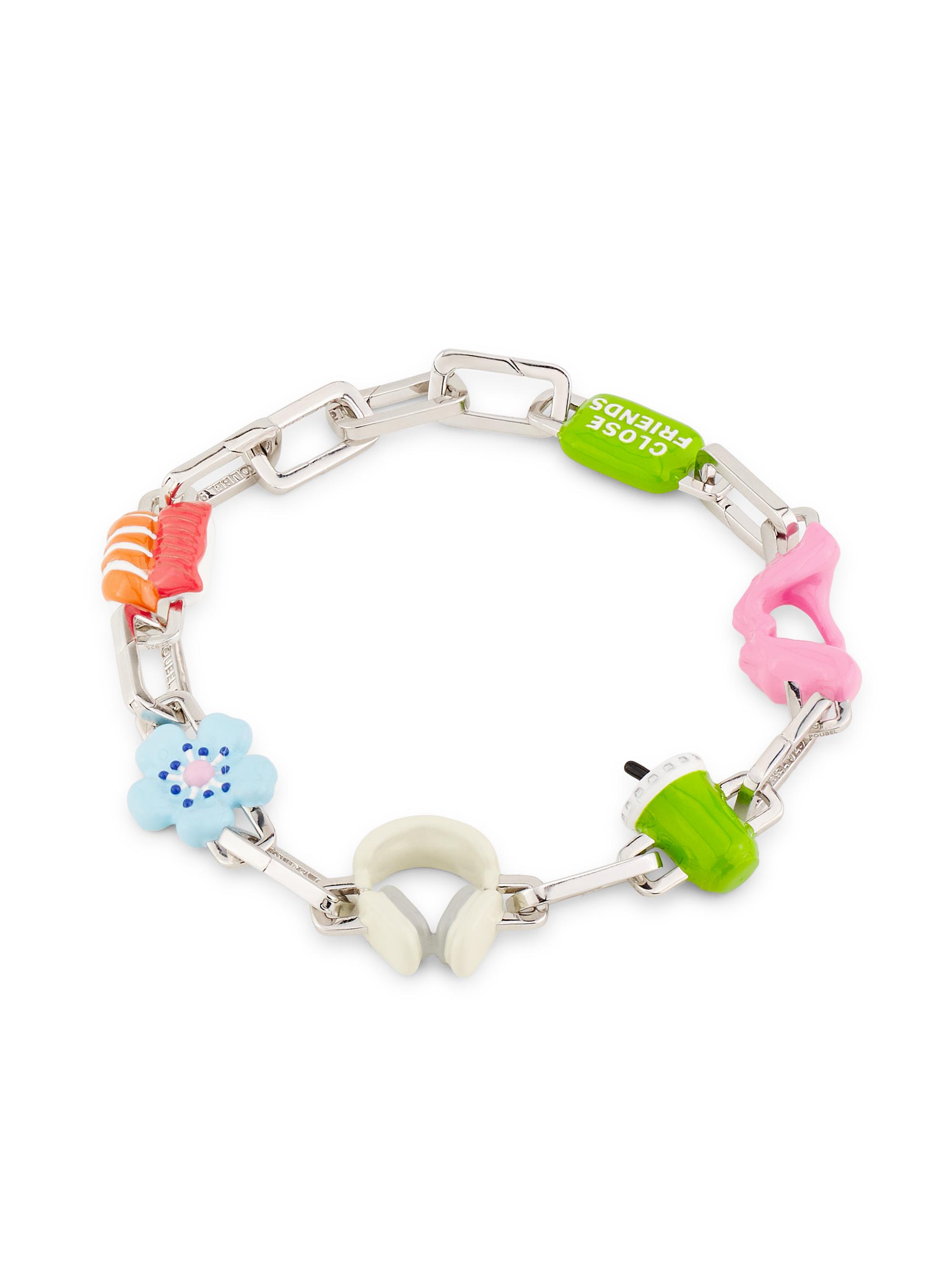 Poubel Men's The Colton Sterling Silver & Enamel Charm Bracelet - Blue Pink Green