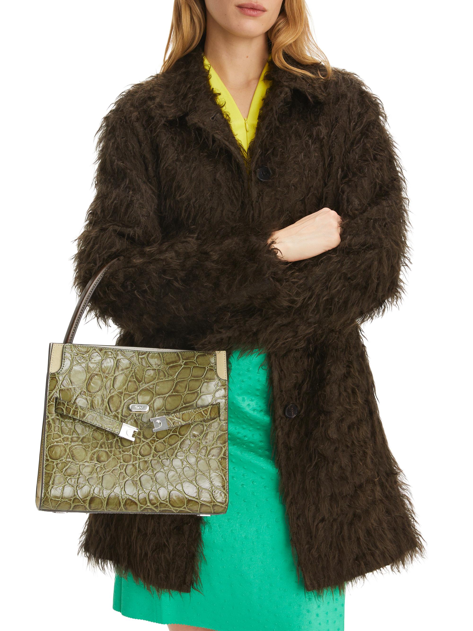 Tory Burch Small Lee Radziwill Crocodile-Embossed Leather Top