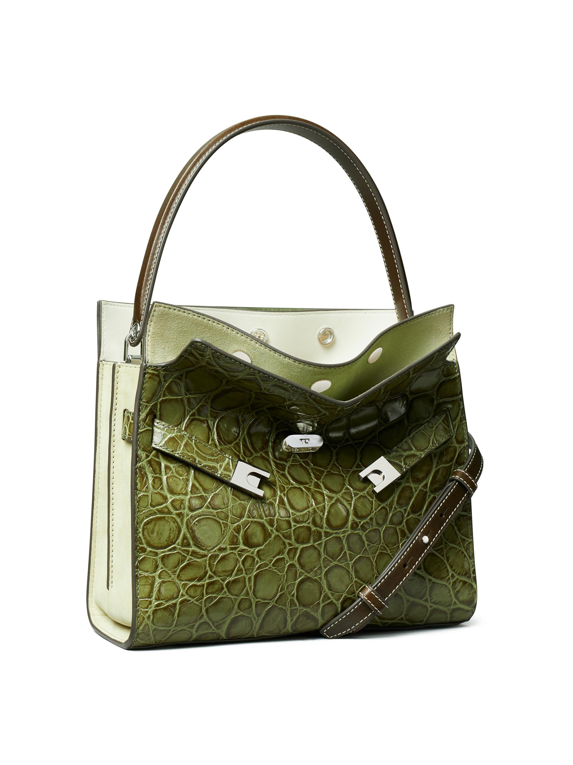 Tory Burch Small Lee Radziwill Crocodile-Embossed Leather Top