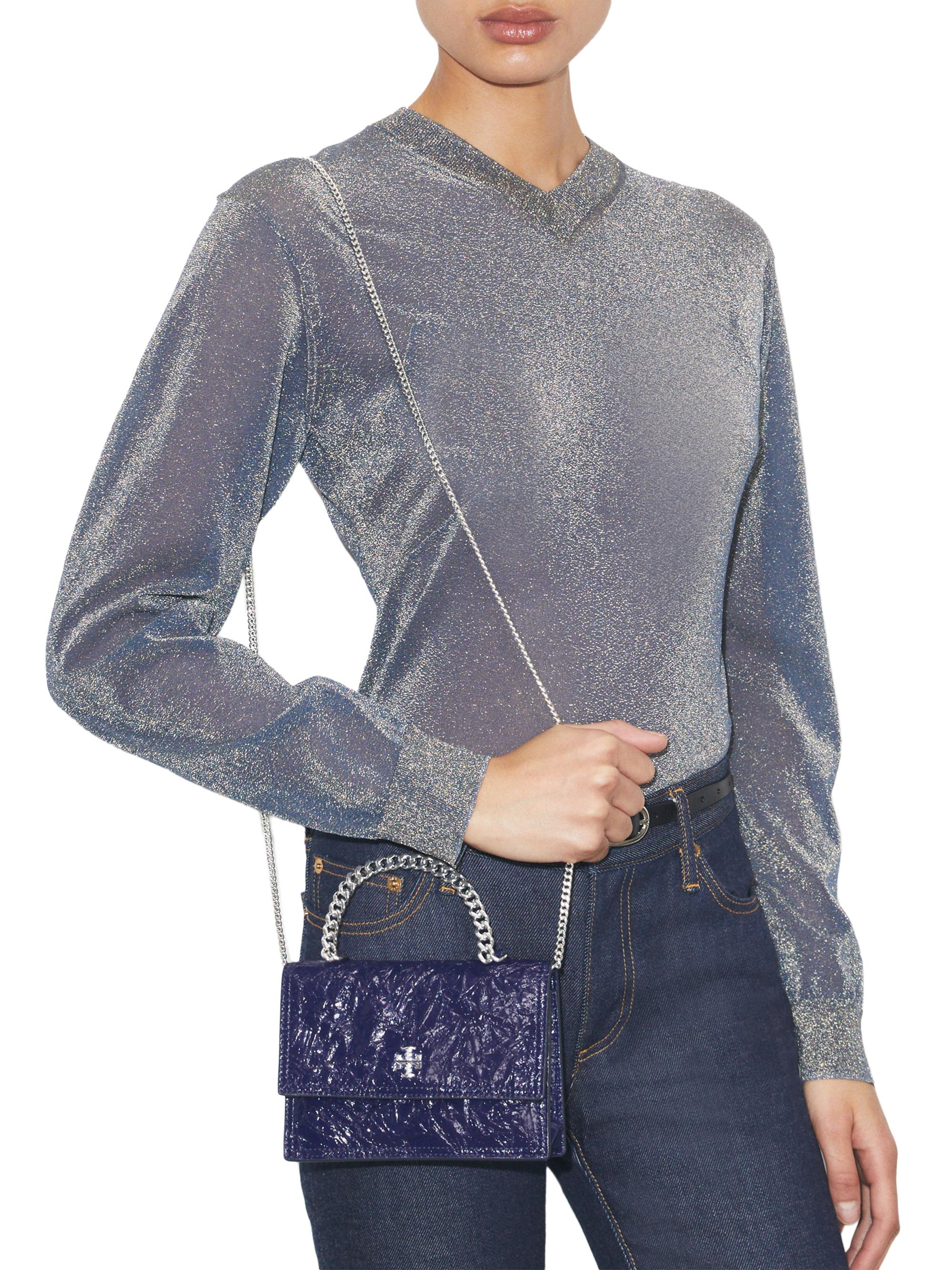 Tory Burch Mini Kira Deconstructed Leather Top Handle Bag | Saks