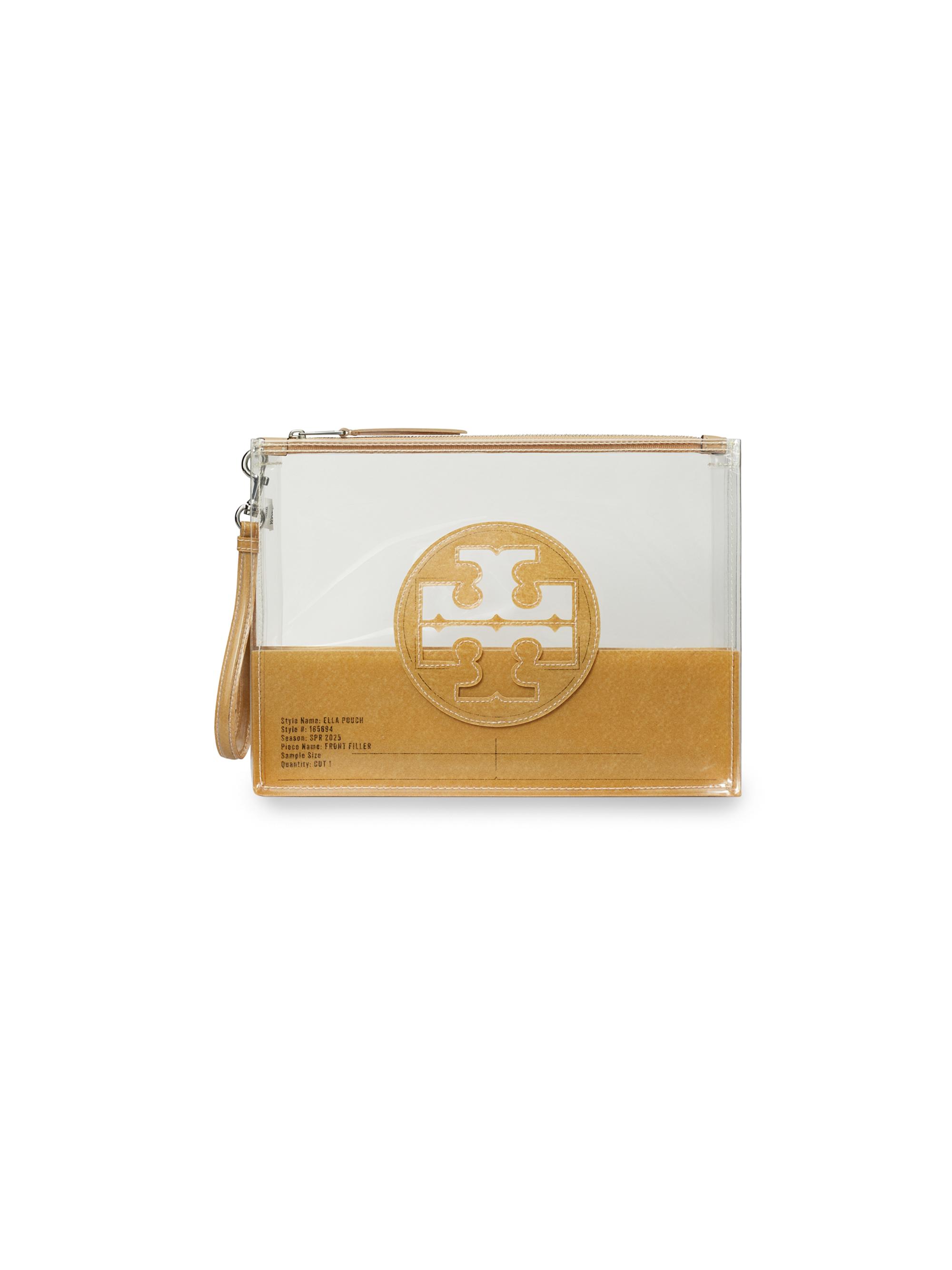 Tory Burch Women's Ella Logo Clear Zip Pouch - Clear