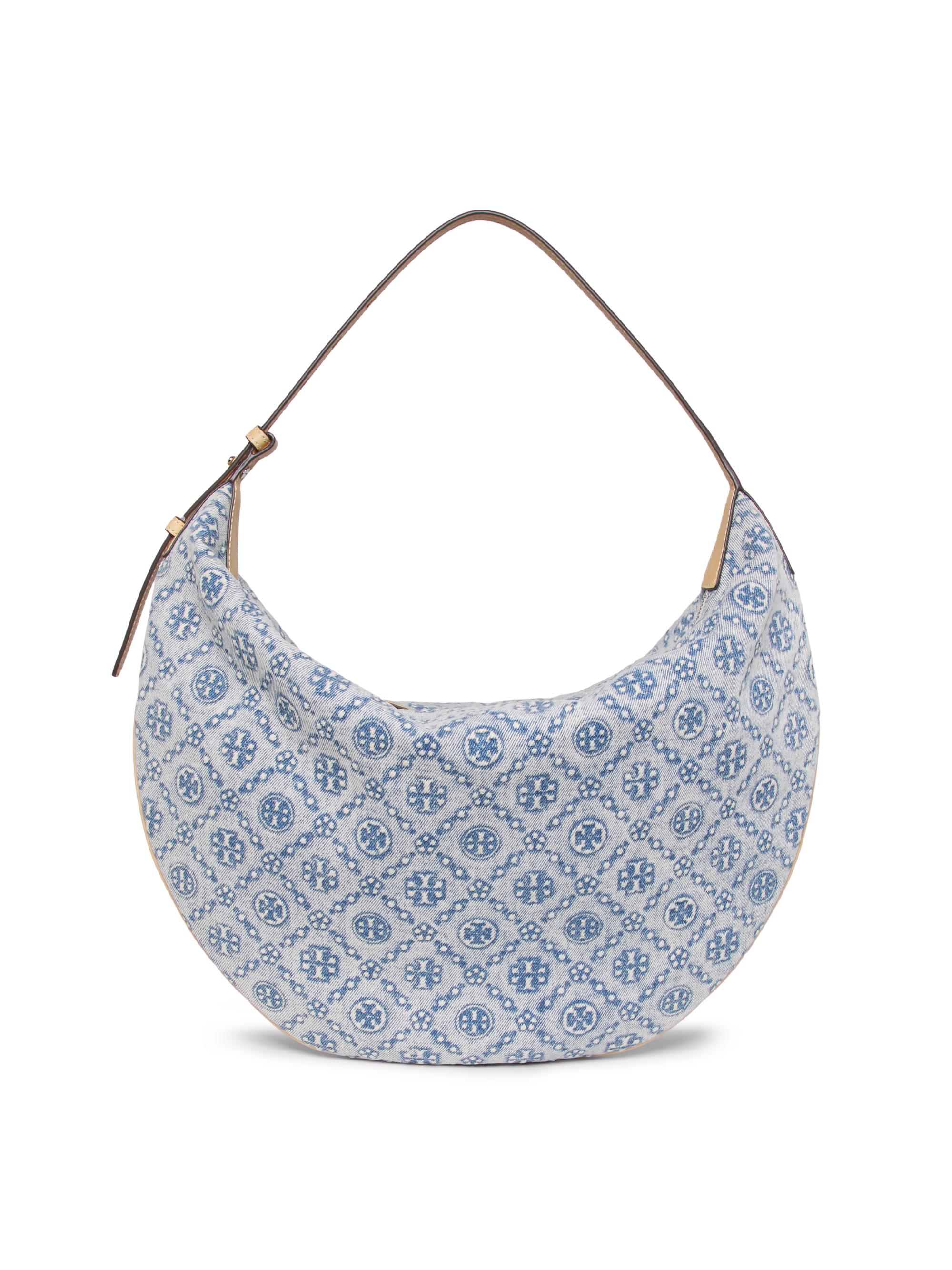 Tory Burch Women's T Monogram Denim Balloon Bag - Powder Blue