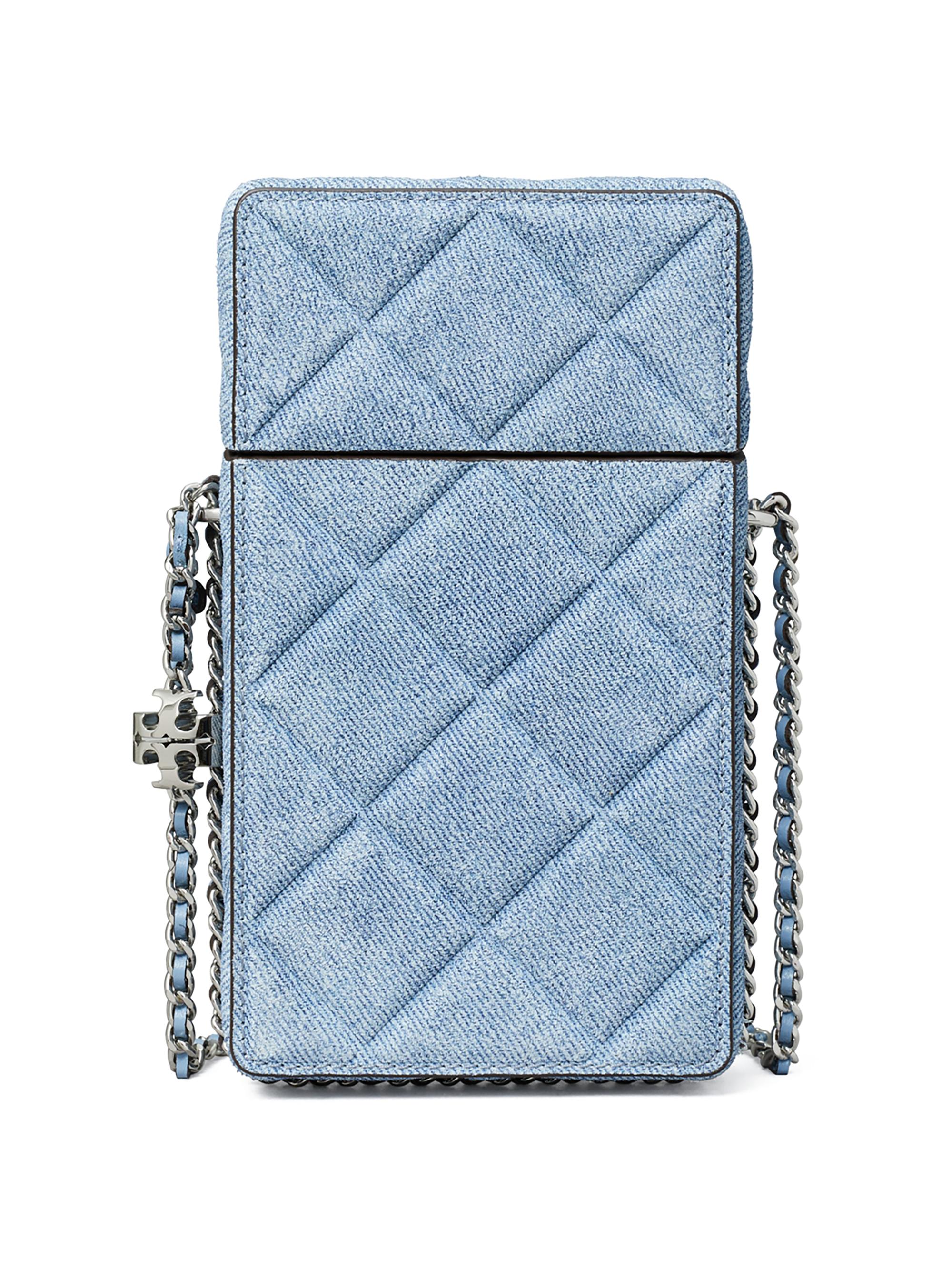 Tory Burch Women's Fleming Quilted Suede Phone Crossbody Bag - Denim